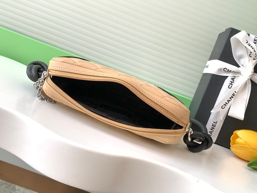 Chanel Cambon Ligne Small Pochette Lambskin Leather Shoulder Handbag - Image 4