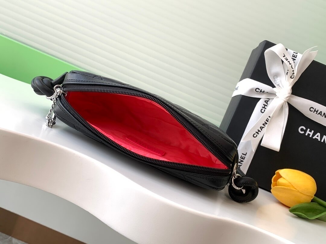 Chanel Cambon Ligne Small Pochette Lambskin Leather Shoulder Handbag - Image 31