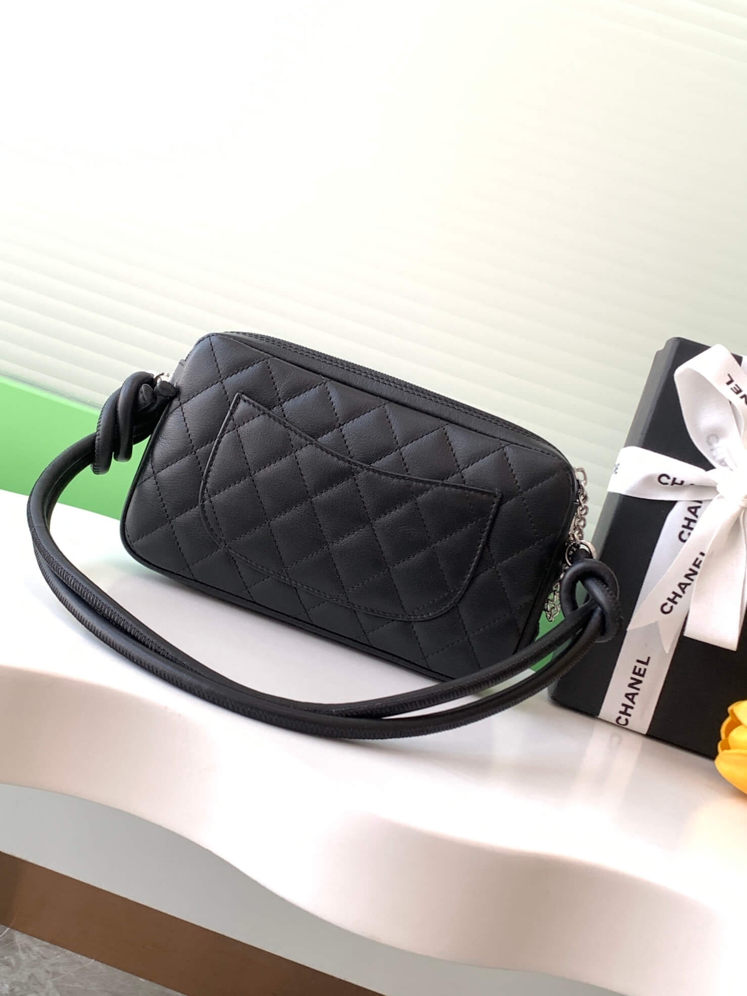 Chanel Cambon Ligne Small Pochette Lambskin Leather Shoulder Handbag - Image 30