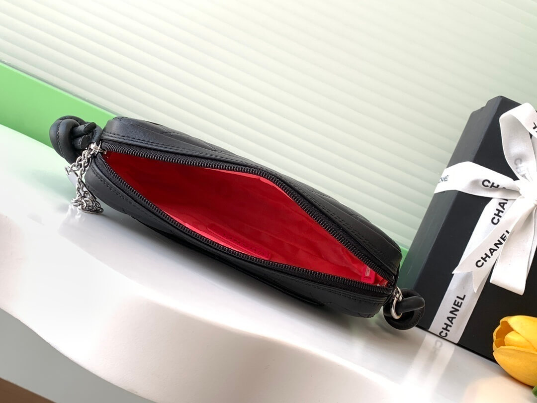 Chanel Cambon Ligne Small Pochette Lambskin Leather Shoulder Handbag - Image 40