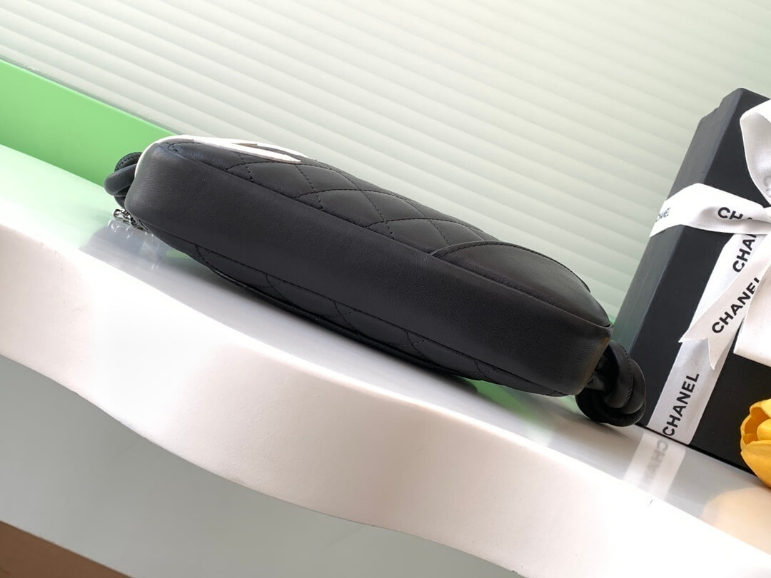 Chanel Cambon Ligne Small Pochette Lambskin Leather Shoulder Handbag - Image 46