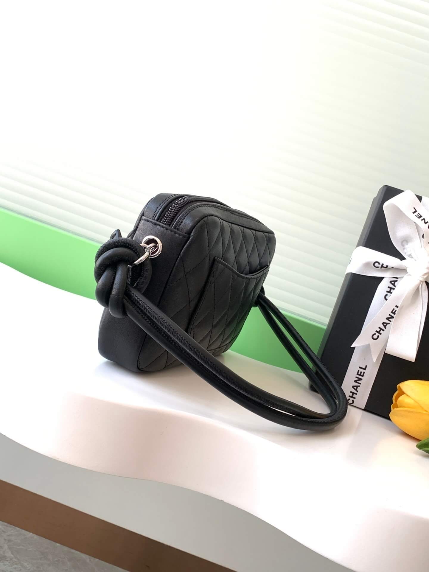 Chanel Cambon Ligne Small Pochette Lambskin Leather Shoulder Handbag - Image 45