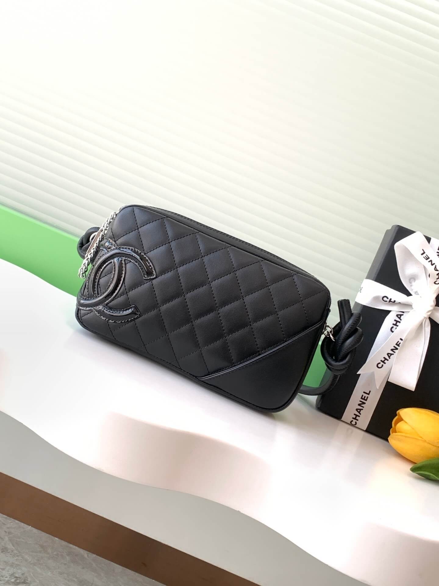 Chanel Cambon Ligne Small Pochette Lambskin Leather Shoulder Handbag - Image 47