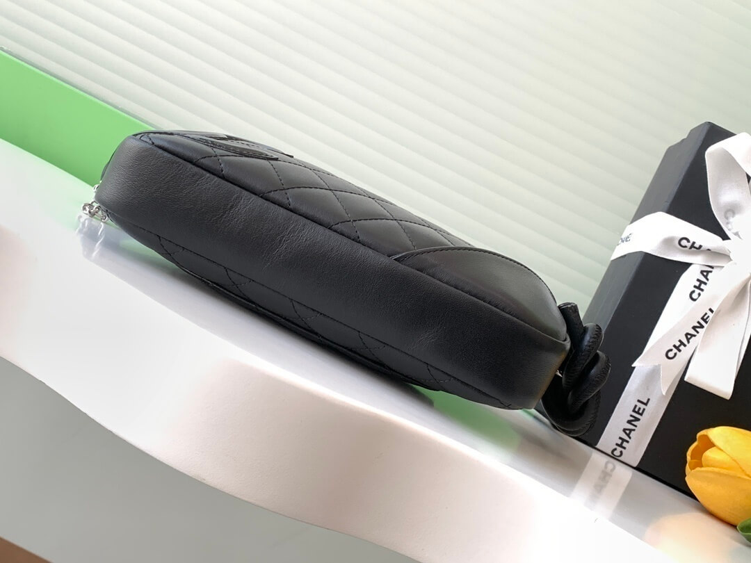 Chanel Cambon Ligne Small Pochette Lambskin Leather Shoulder Handbag - Image 55