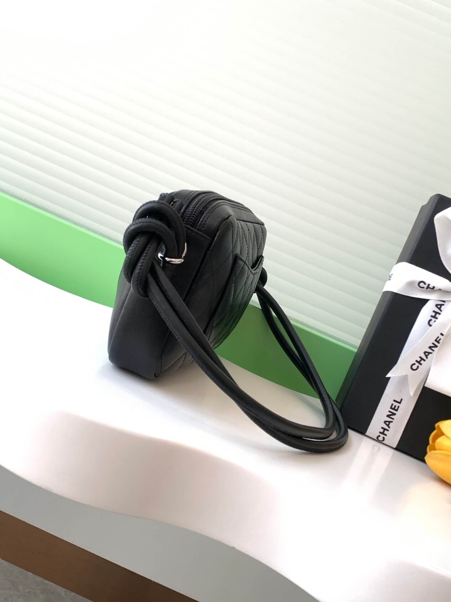 Chanel Cambon Ligne Small Pochette Lambskin Leather Shoulder Handbag - Image 54