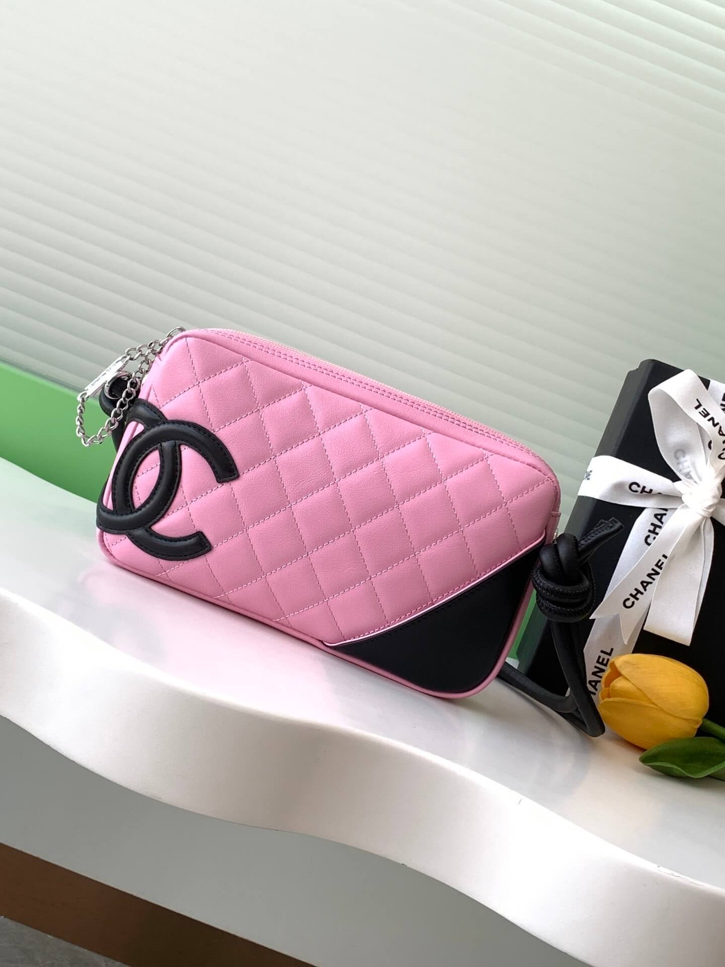 Chanel Cambon Ligne Small Pochette Lambskin Leather Shoulder Handbag - Image 11