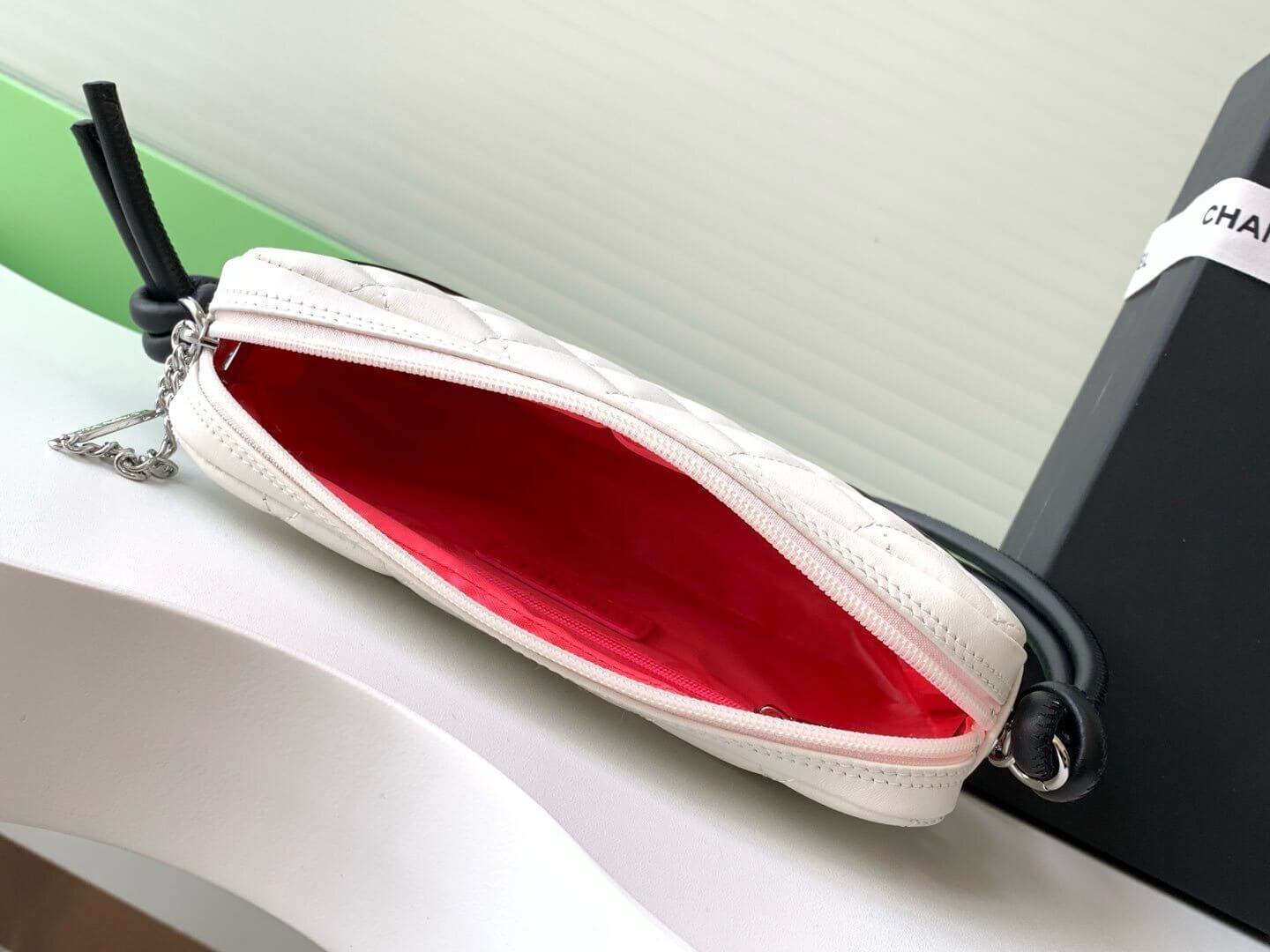 Chanel Cambon Ligne Small Pochette Lambskin Leather Shoulder Handbag - Image 22