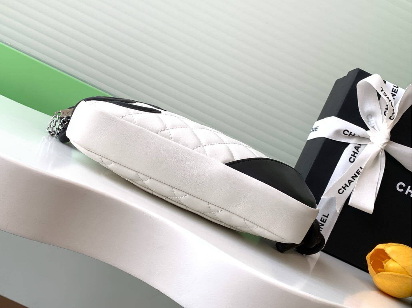 Chanel Cambon Ligne Small Pochette Lambskin Leather Shoulder Handbag - Image 28