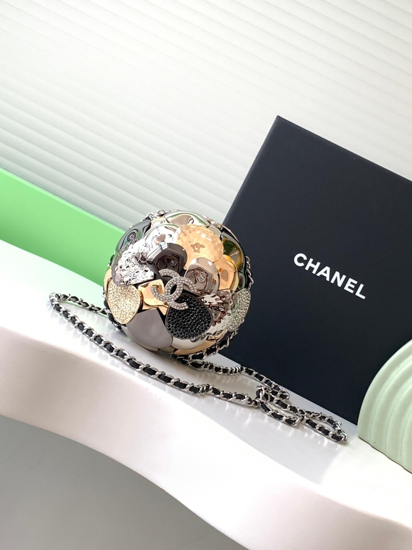 Chanel Camellia Ball Minaudière Shoulder Crossbody Bag Gold-tone / Silver-tone/ruthenium - Image 8
