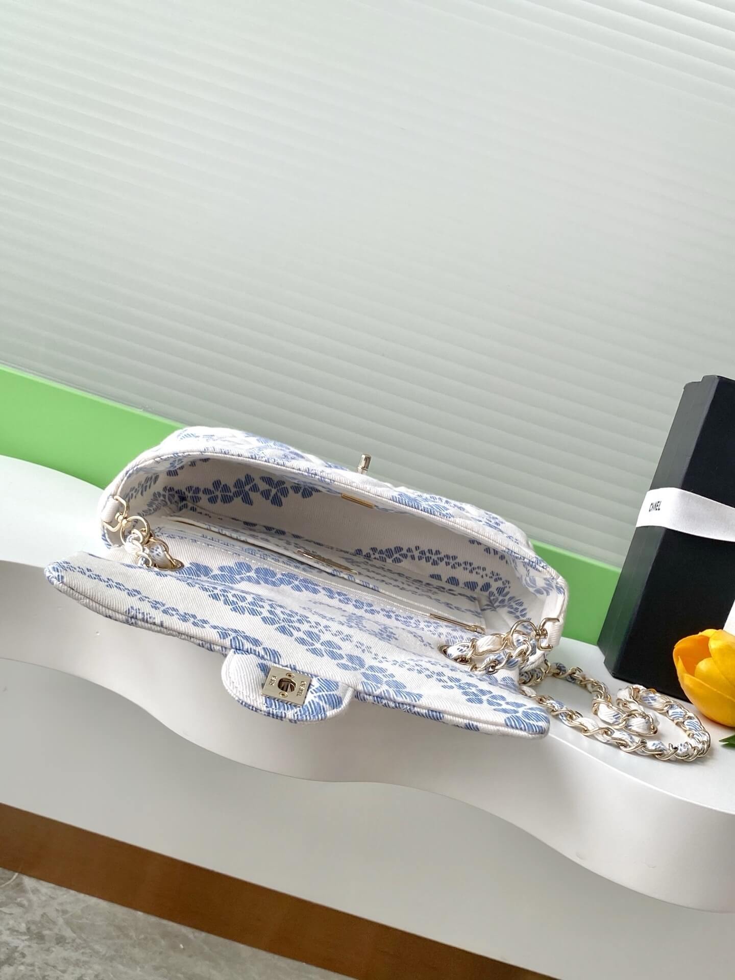 Chanel Coco Beach Flab Shoulder Bag Printed Denim and & Gold-Tone Metal Hardware - Image 12