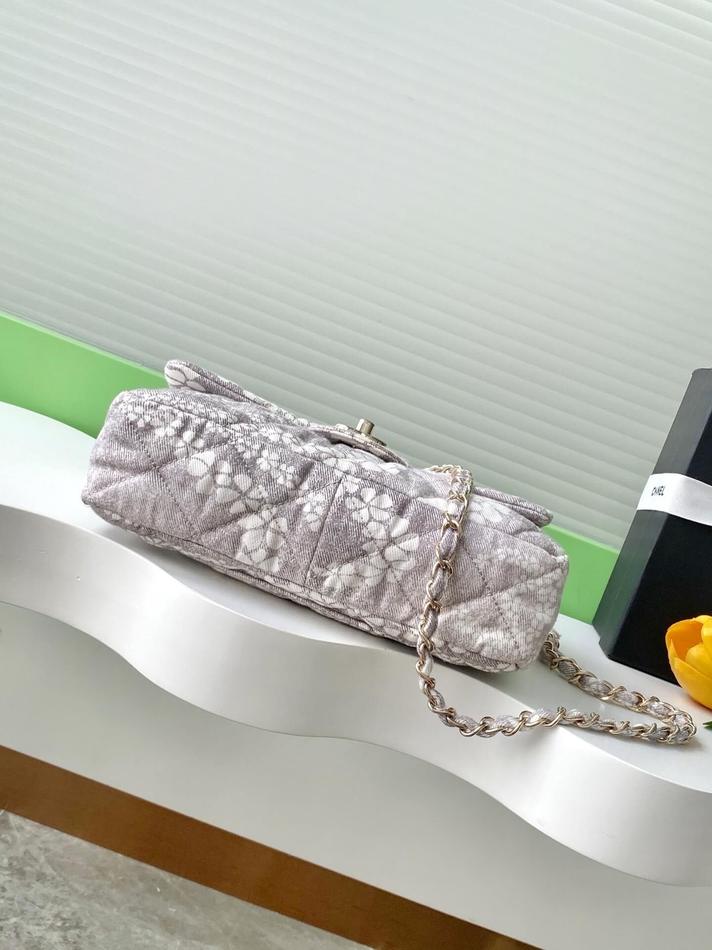 Chanel Coco Beach Flab Shoulder Bag Printed Denim and & Gold-Tone Metal Hardware - Image 9