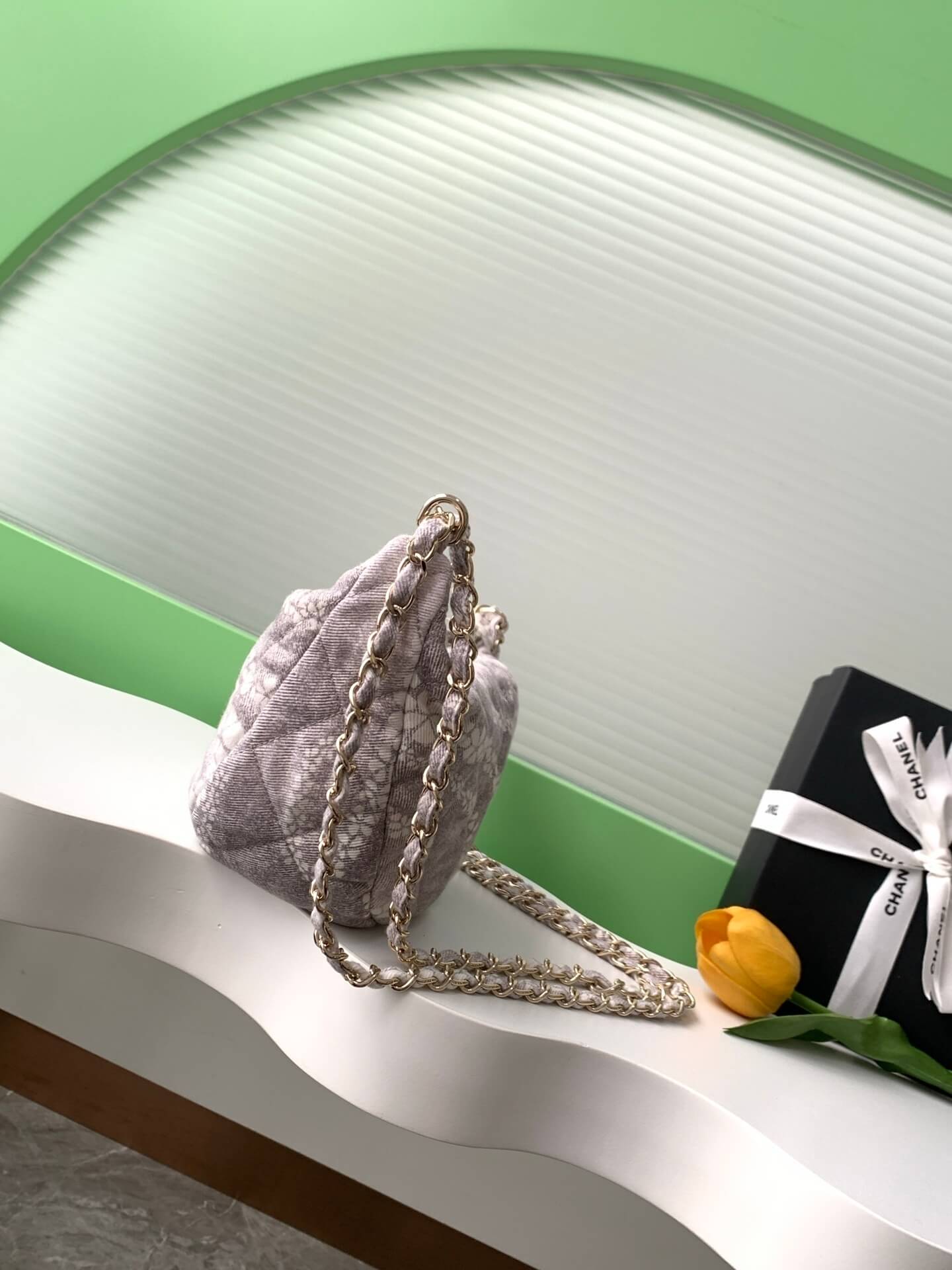 Chanel Coco Beach Hobo Shoulder Crossbody Bag Printed Denim & Gold-Tone Metal Hardware - Image 26