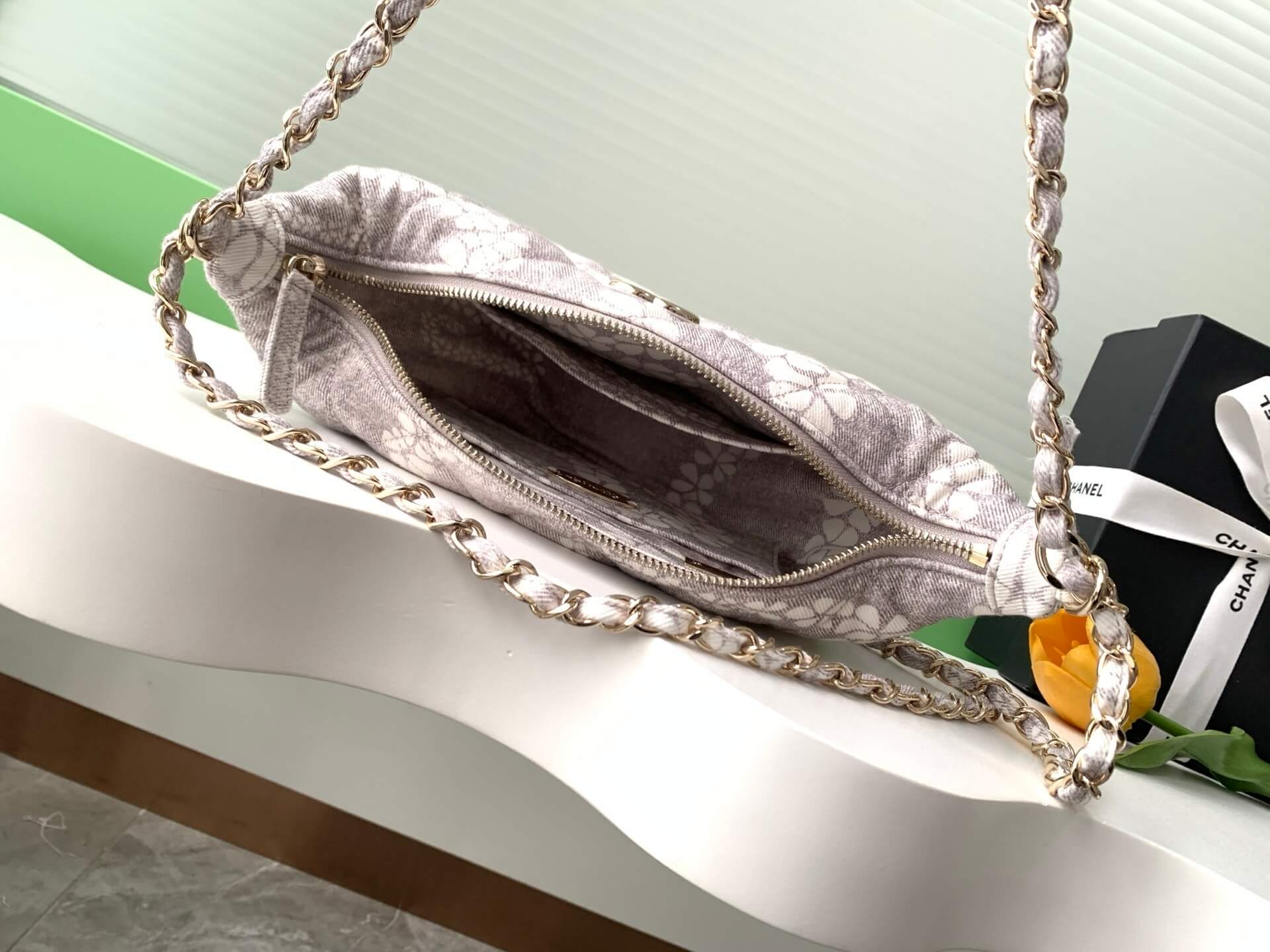 Chanel Coco Beach Hobo Shoulder Crossbody Bag Printed Denim & Gold-Tone Metal Hardware - Image 22