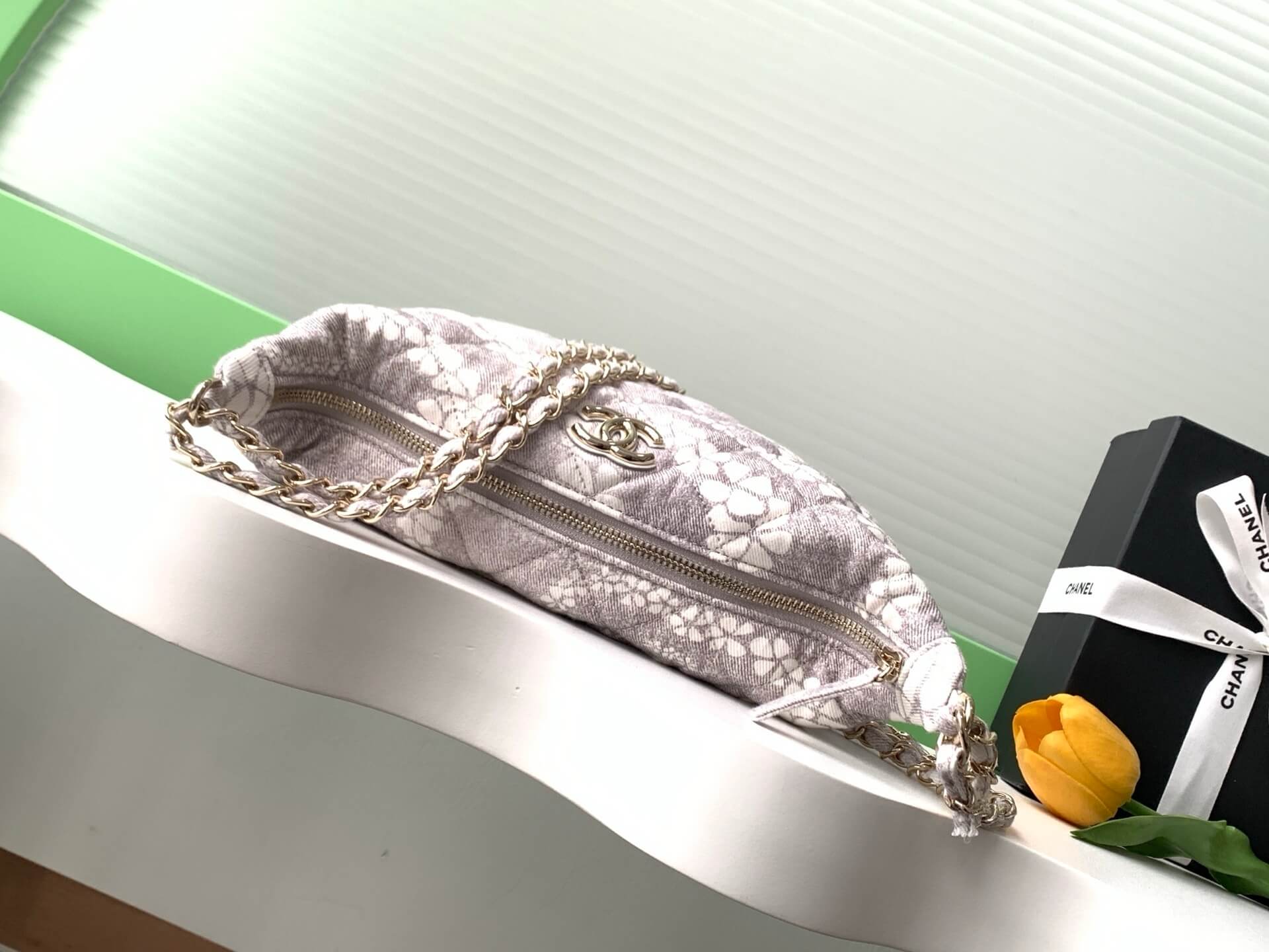 Chanel Coco Beach Hobo Shoulder Crossbody Bag Printed Denim & Gold-Tone Metal Hardware - Image 21