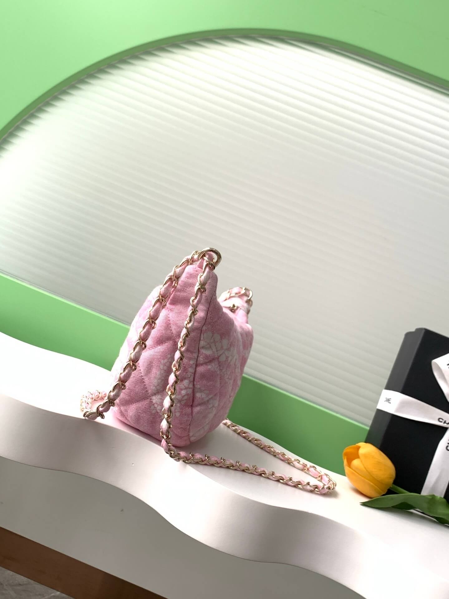 Chanel Coco Beach Hobo Shoulder Crossbody Bag Printed Denim & Gold-Tone Metal Hardware - Image 8