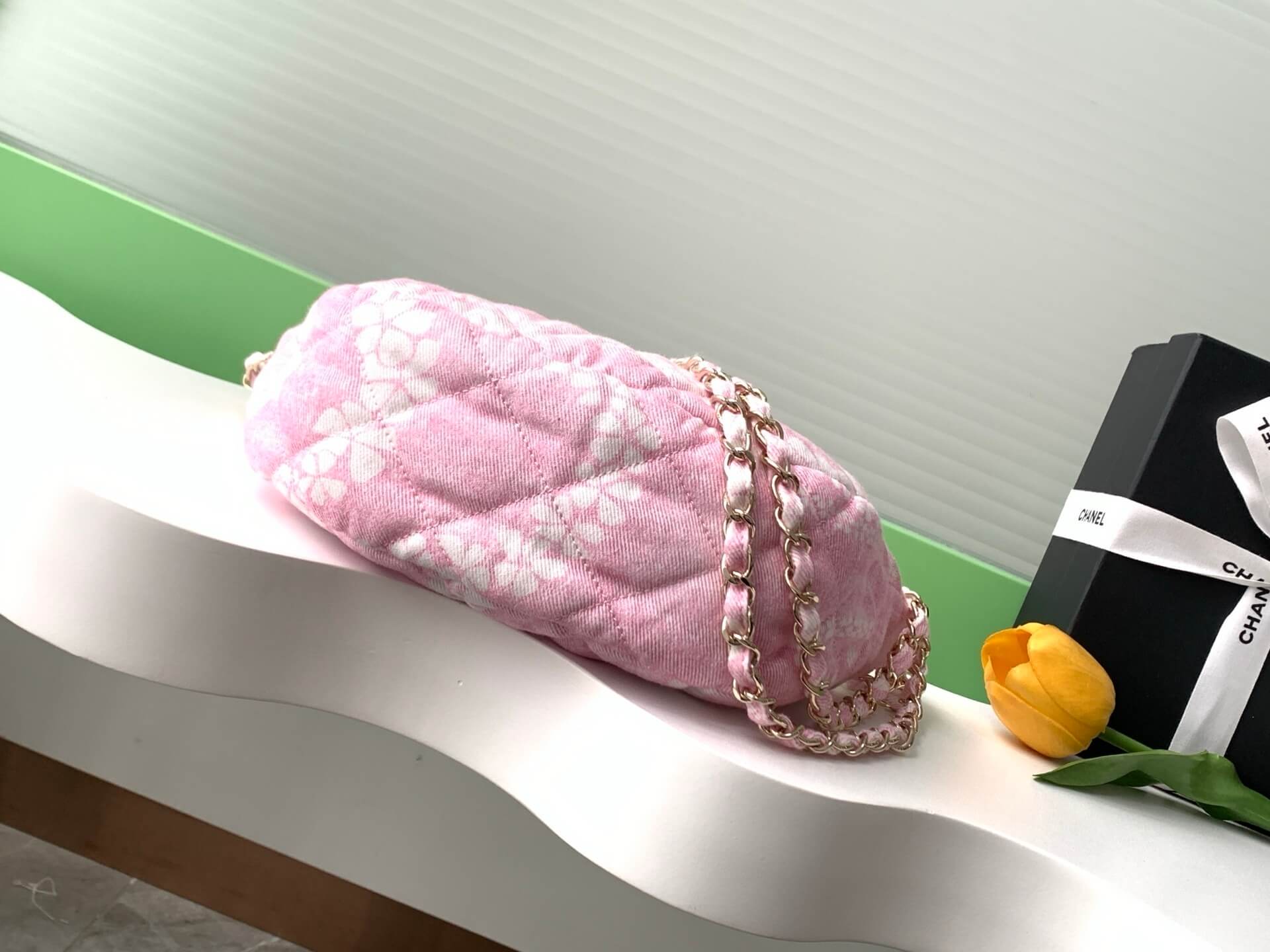 Chanel Coco Beach Hobo Shoulder Crossbody Bag Printed Denim & Gold-Tone Metal Hardware - Image 9