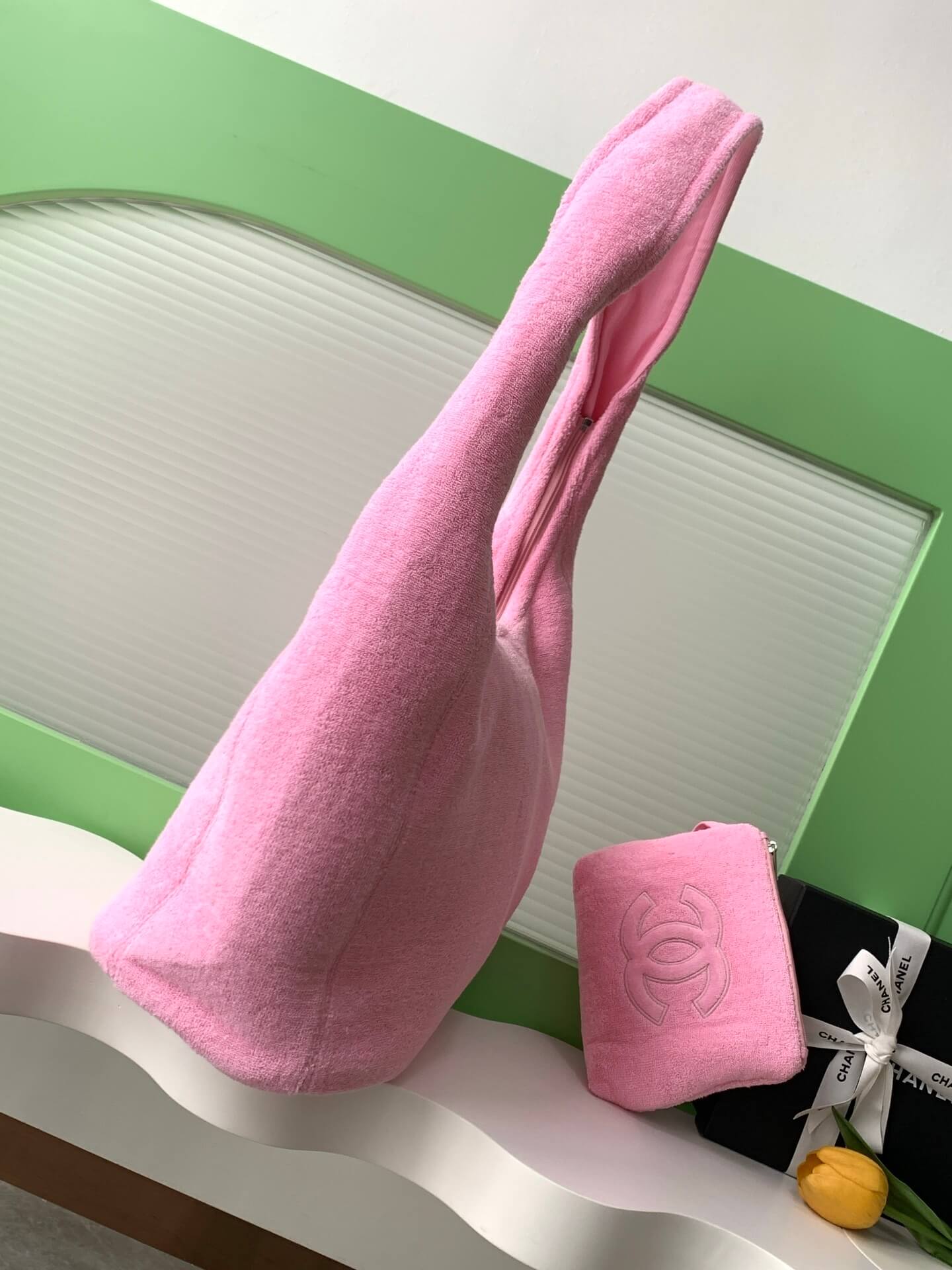 Chanel Coco Beach Hobo Terry Cloth Shoulder Bag - Image 8