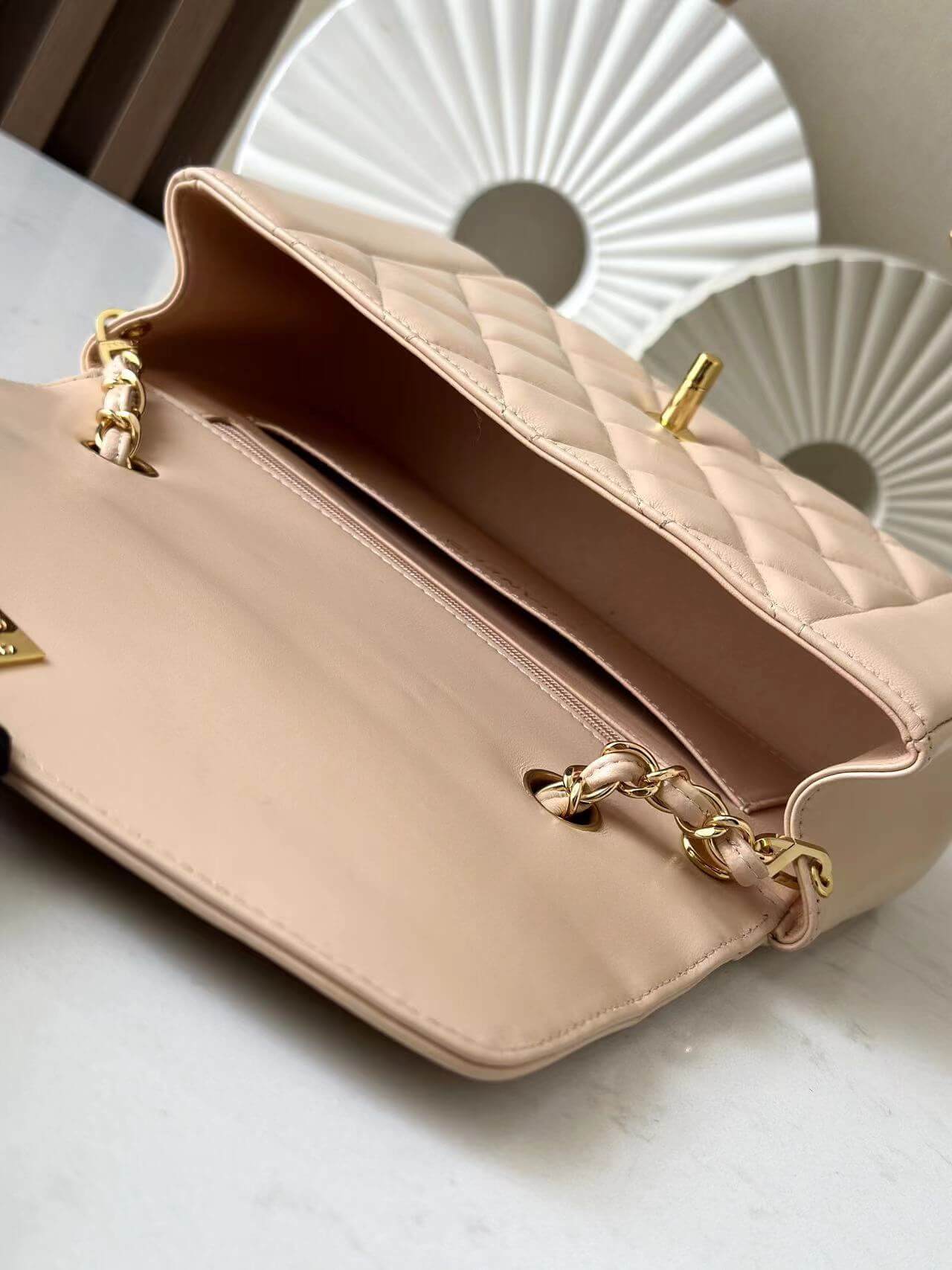 Chanel Diana Classic Single Flap lambskin Leather Gold-tone Hardware Shoulder Crossbody Bag - Image 13