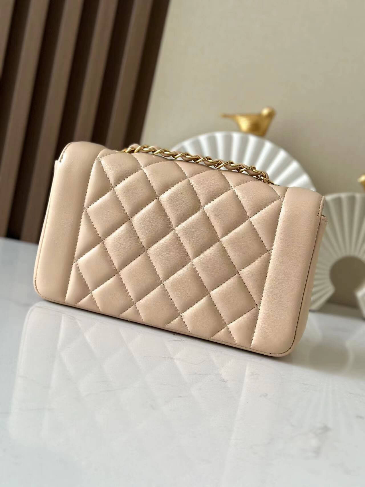 Chanel Diana Classic Single Flap lambskin Leather Gold-tone Hardware Shoulder Crossbody Bag - Image 11