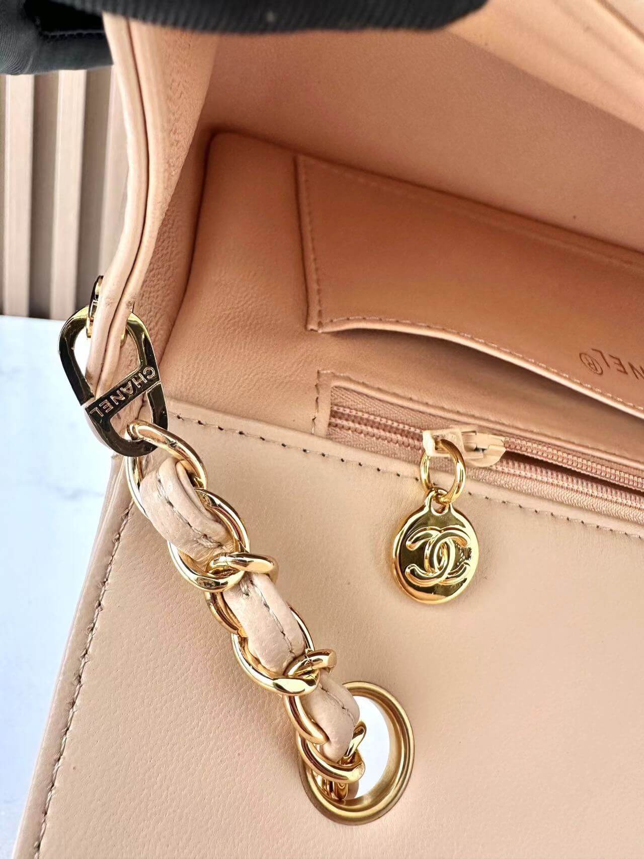 Chanel Diana Classic Single Flap lambskin Leather Gold-tone Hardware Shoulder Crossbody Bag - Image 14