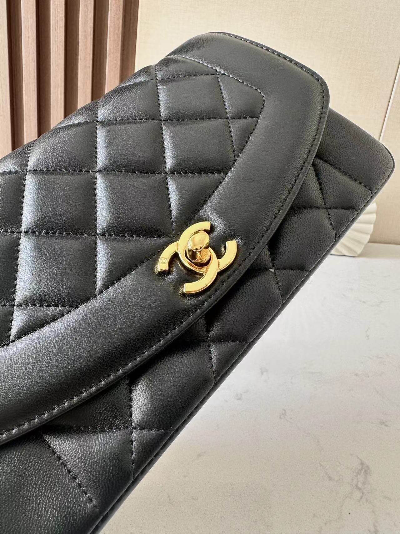 Chanel Diana Classic Single Flap lambskin Leather Gold-tone Hardware Shoulder Crossbody Bag - Image 6