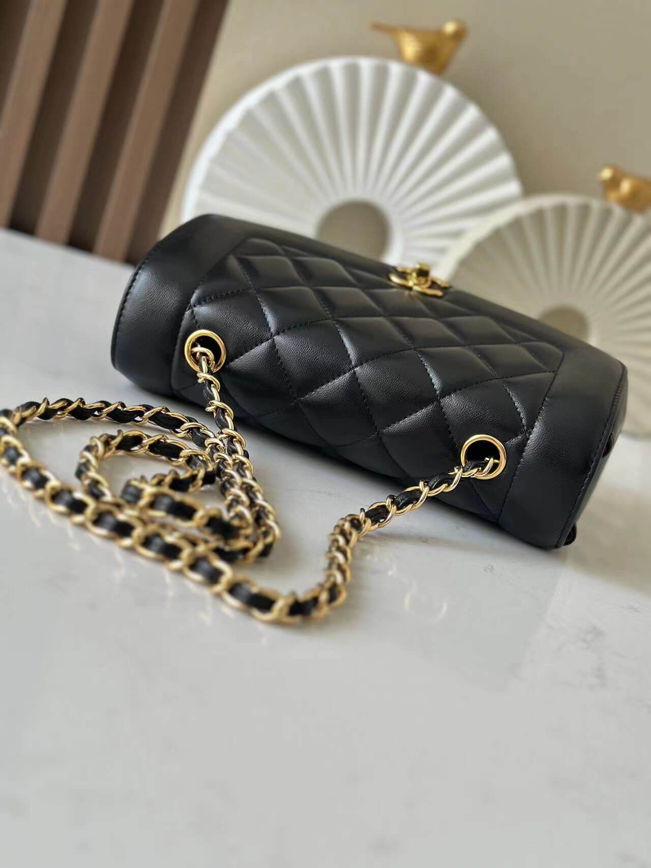 Chanel Diana Classic Single Flap lambskin Leather Gold-tone Hardware Shoulder Crossbody Bag - Image 8