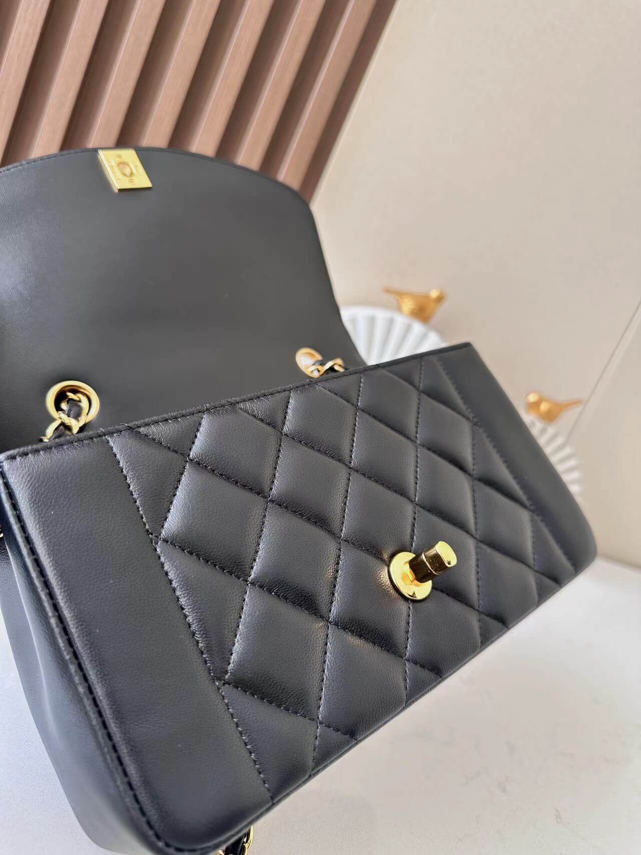 Chanel Diana Classic Single Flap lambskin Leather Gold-tone Hardware Shoulder Crossbody Bag - Image 5