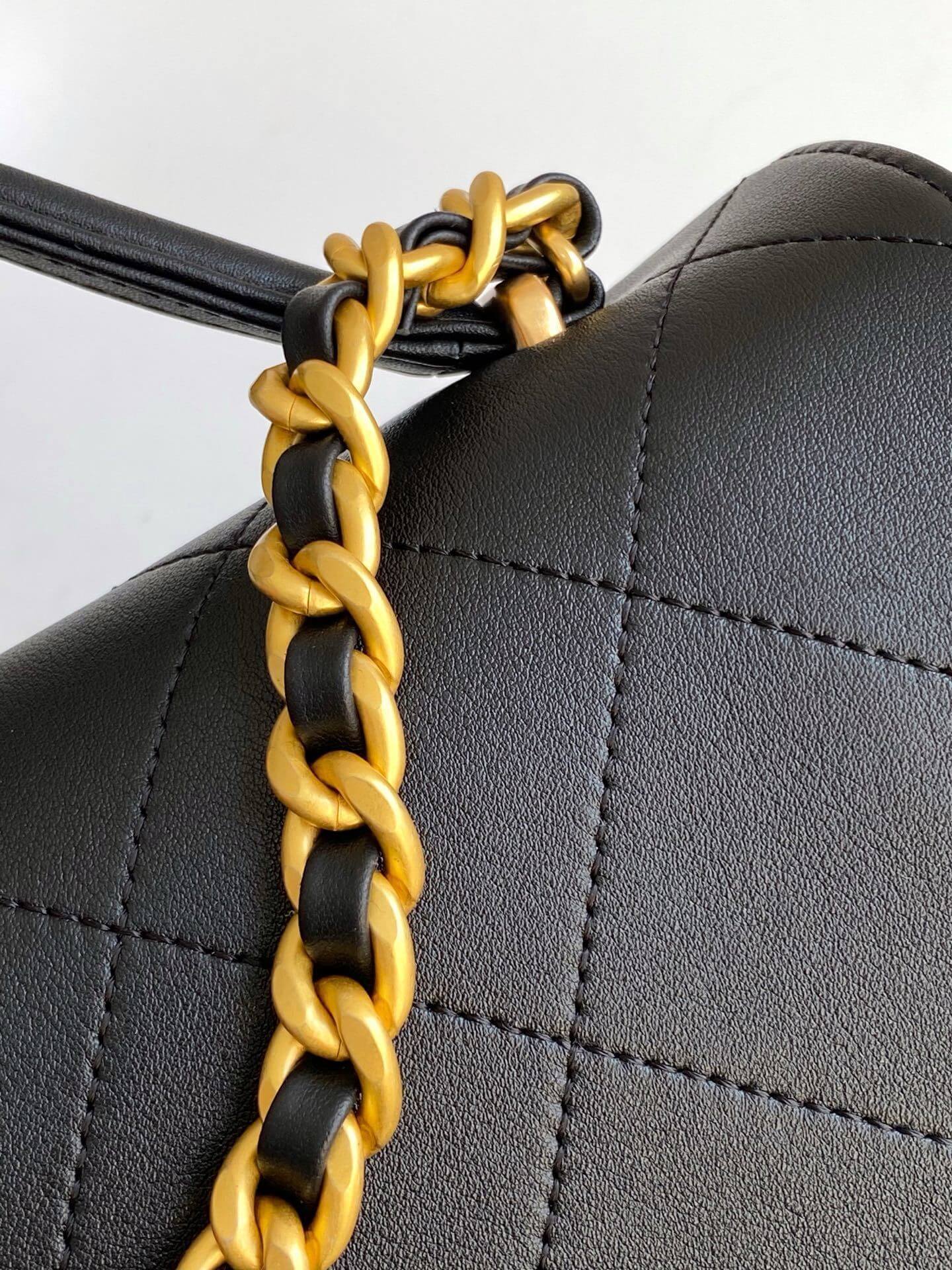 Chanel Flap Bag with Top Handle Lambskin Leather Shoulder Crossbody Handbag - Image 7