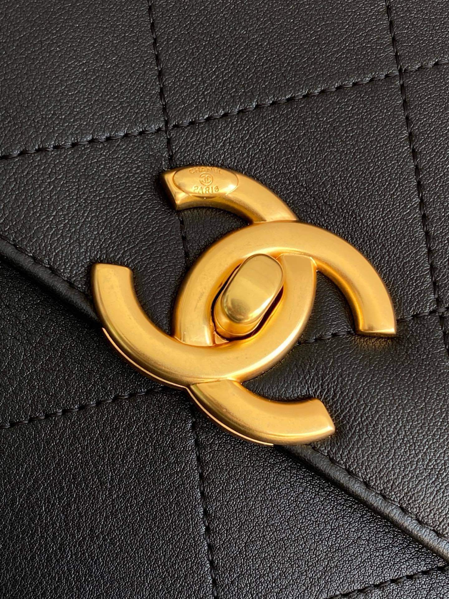 Chanel Flap Bag with Top Handle Lambskin Leather Shoulder Crossbody Handbag - Image 5