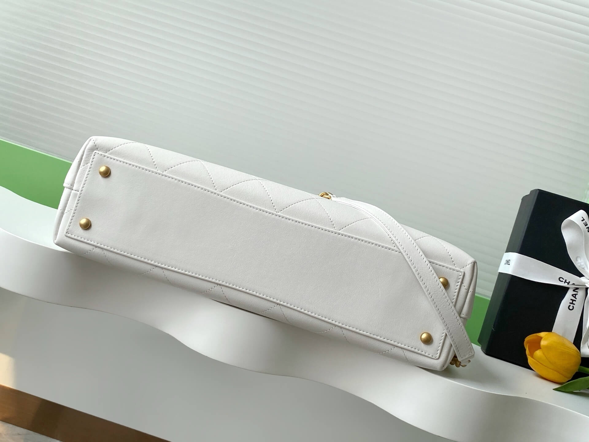 Chanel Flap Bag with Top Handle Lambskin Leather Shoulder Crossbody Handbag - Image 36