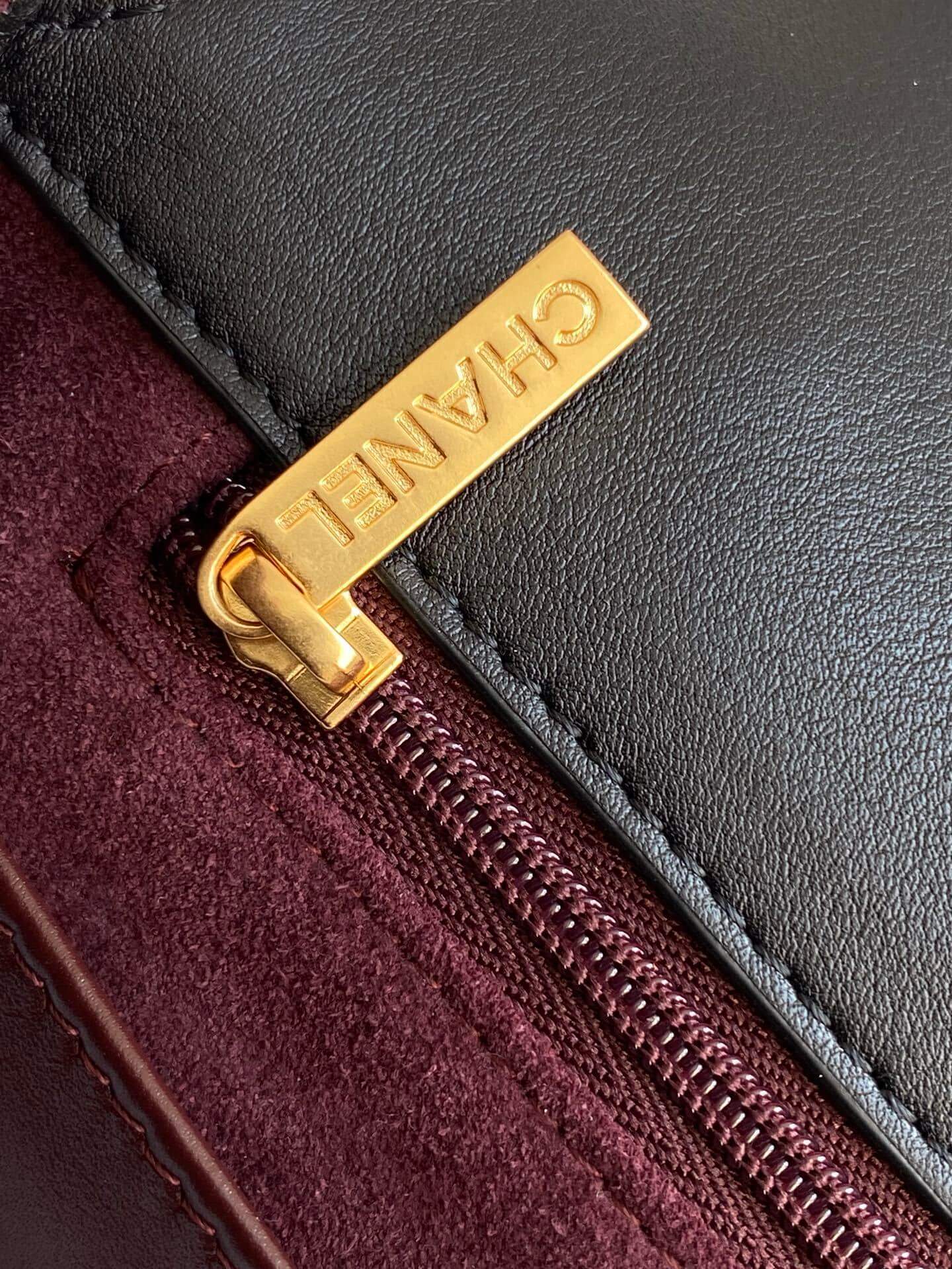 Chanel Flap Bag with Top Handle Lambskin Leather Shoulder Crossbody Handbag - Image 14