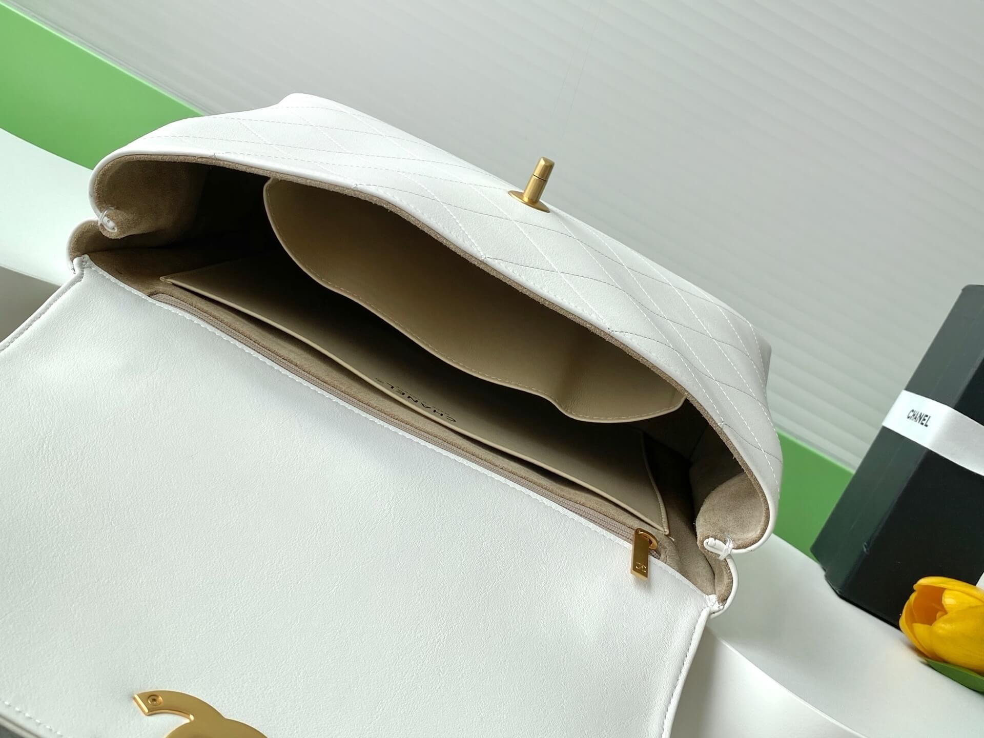 Chanel Flap Bag with Top Handle Lambskin Leather Shoulder Crossbody Handbag - Image 39