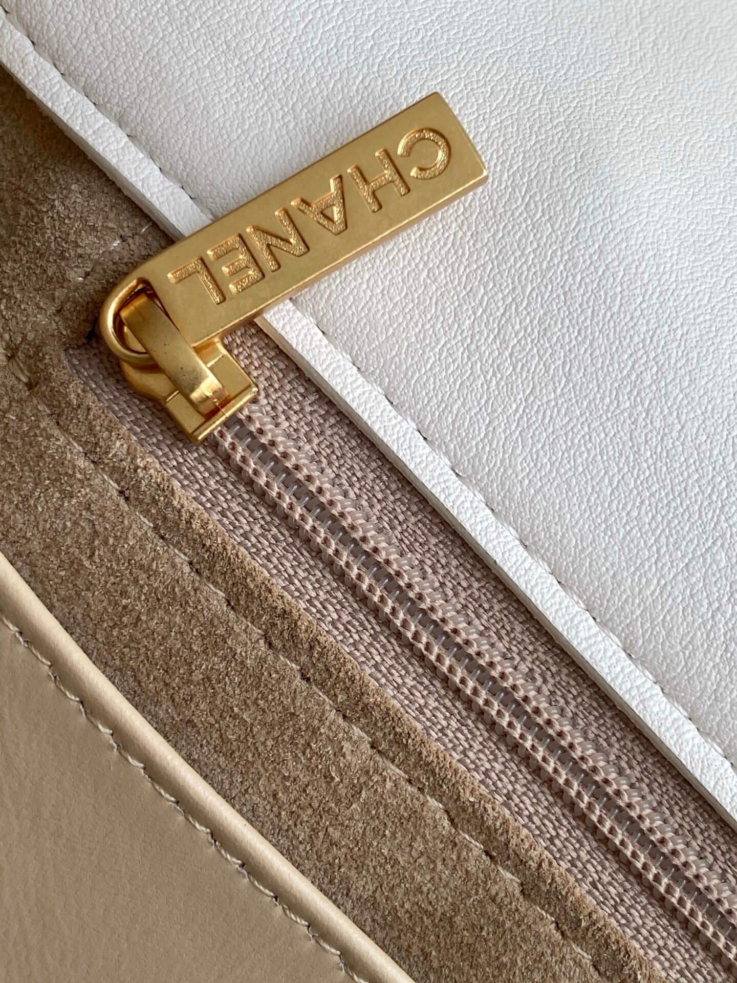 Chanel Flap Bag with Top Handle Lambskin Leather Shoulder Crossbody Handbag - Image 41