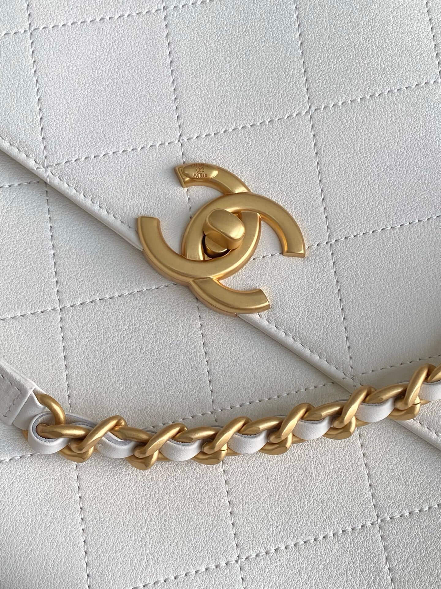 Chanel Flap Bag with Top Handle Lambskin Leather Shoulder Crossbody Handbag - Image 42