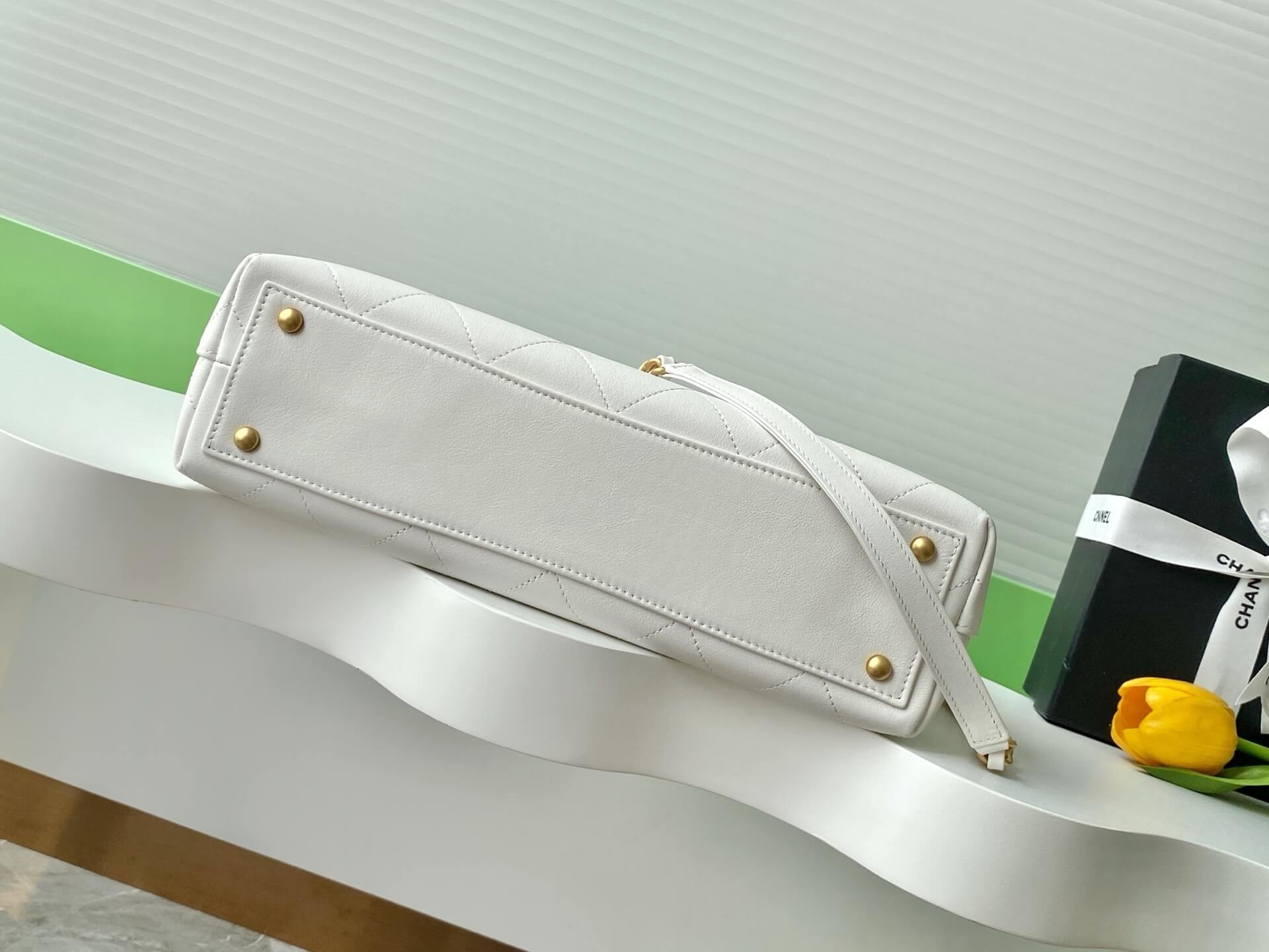 Chanel Flap Bag with Top Handle Lambskin Leather Shoulder Crossbody Handbag - Image 45