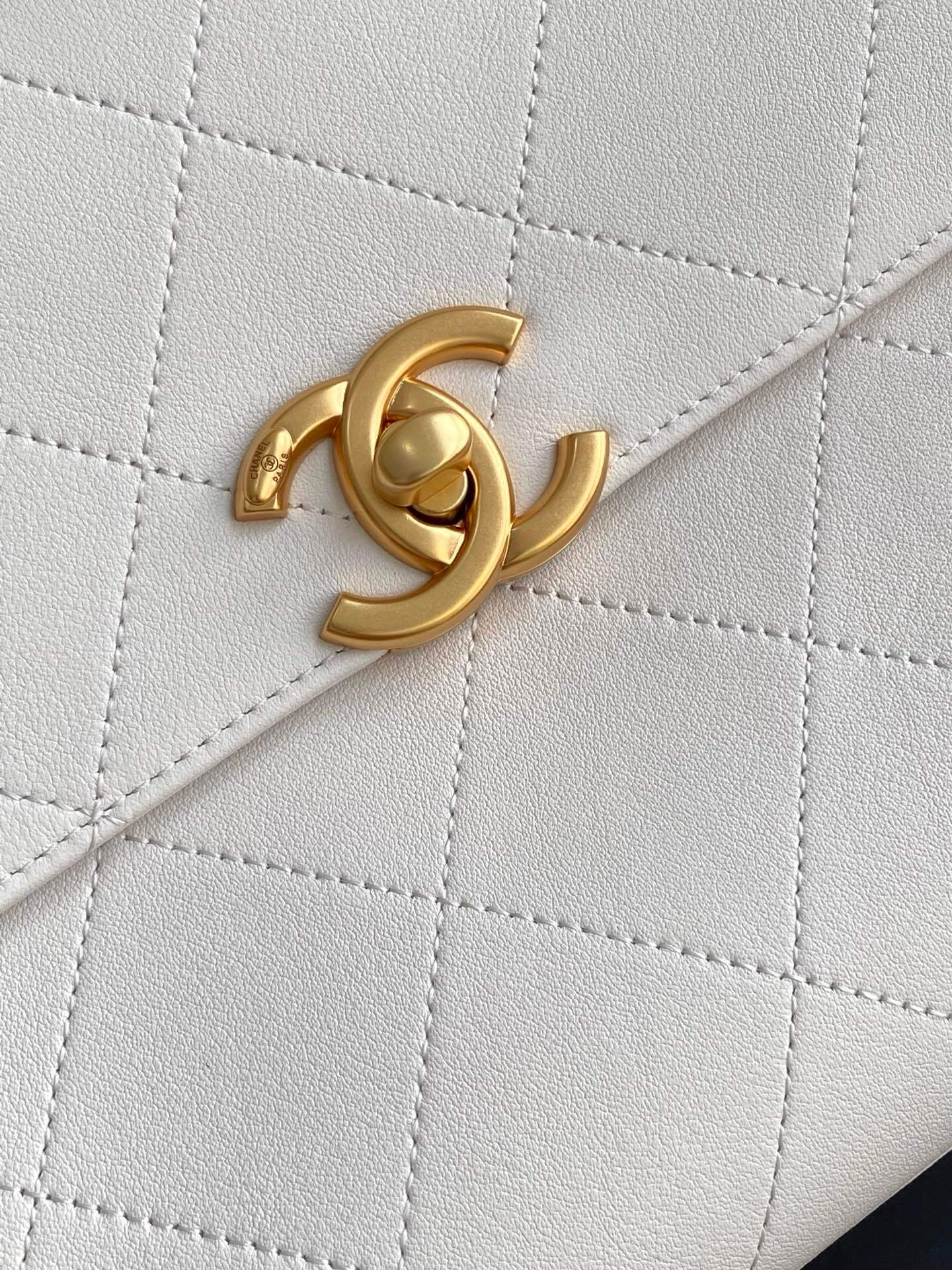 Chanel Flap Bag with Top Handle Lambskin Leather Shoulder Crossbody Handbag - Image 51