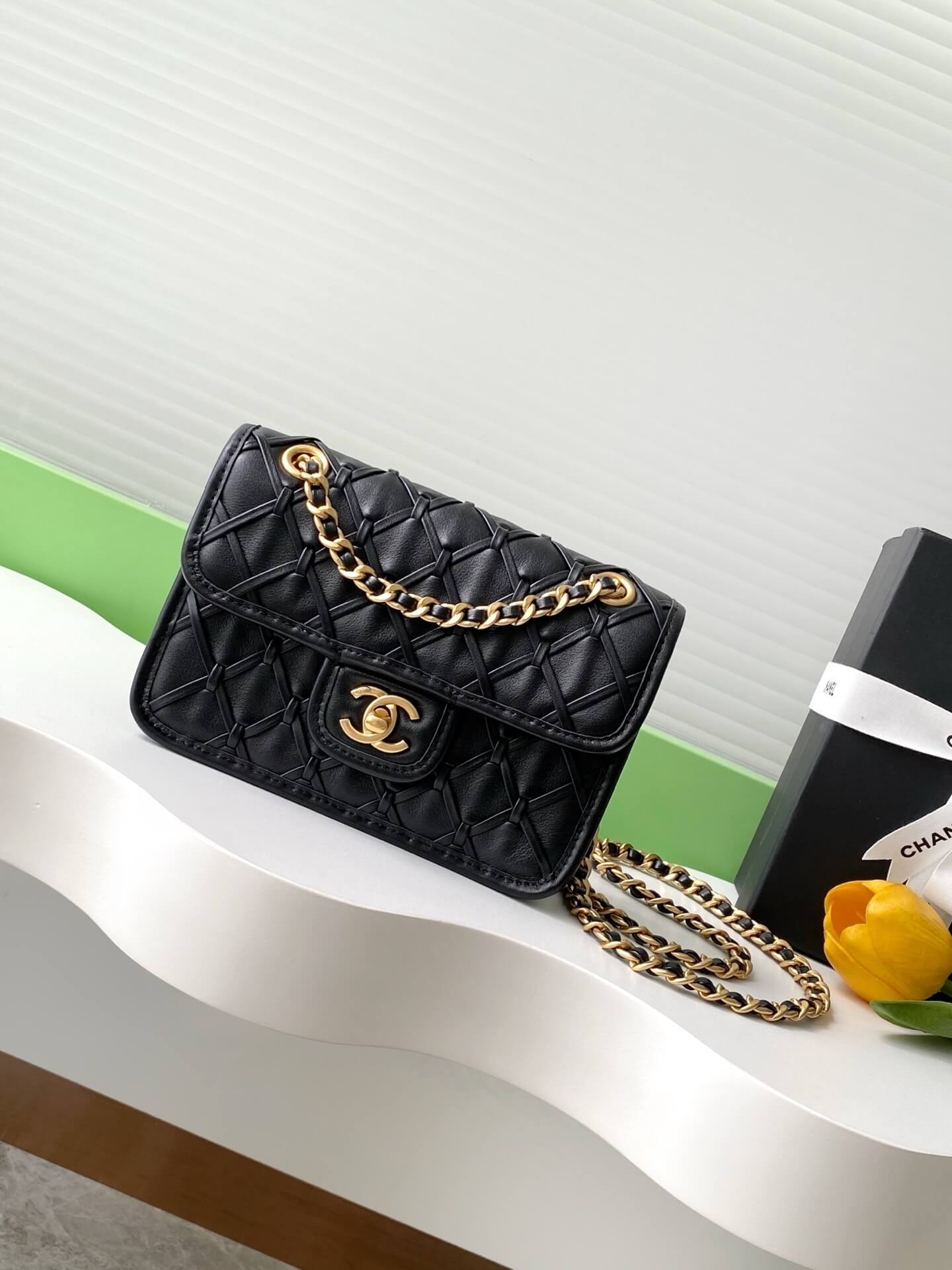 Chanel Flap Chain strap Calfskin Leather Shoulder Bag