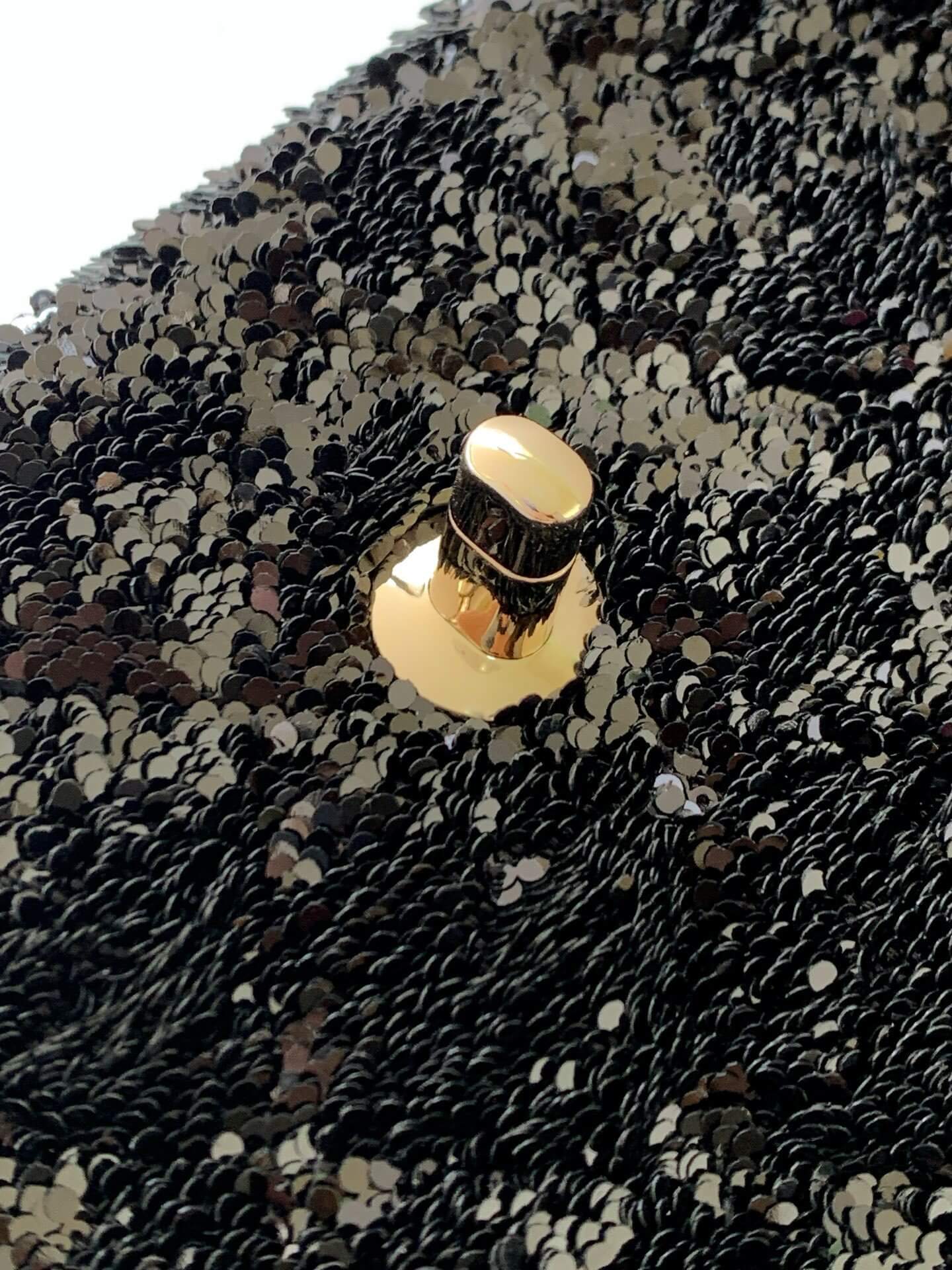 Chanel Flap Quilted Sequins & Gold-Tone Metal Shoulder Crossbody Bag - Image 16