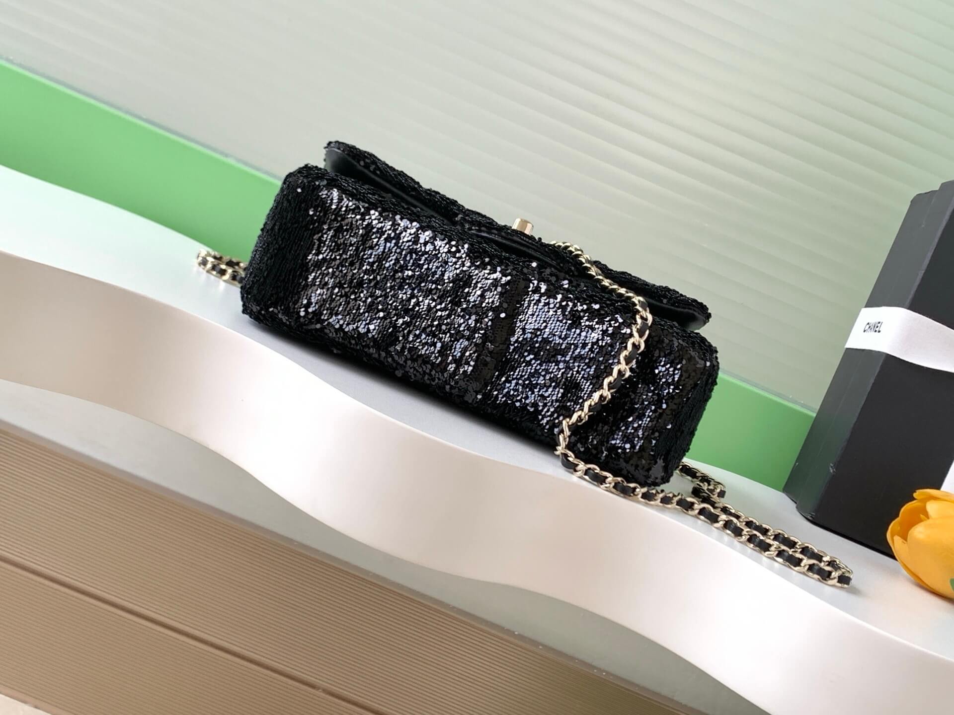 Chanel Flap Quilted Sequins & Gold-Tone Metal Shoulder Crossbody Bag - Image 18