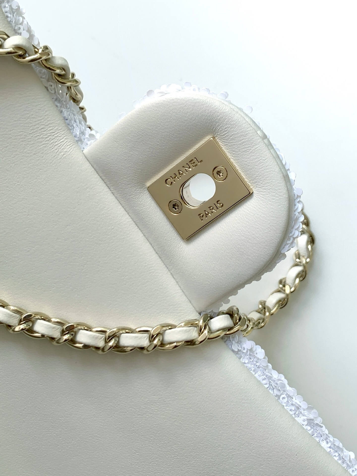 Chanel Flap Quilted Sequins & Gold-Tone Metal Shoulder Crossbody Bag - Image 4