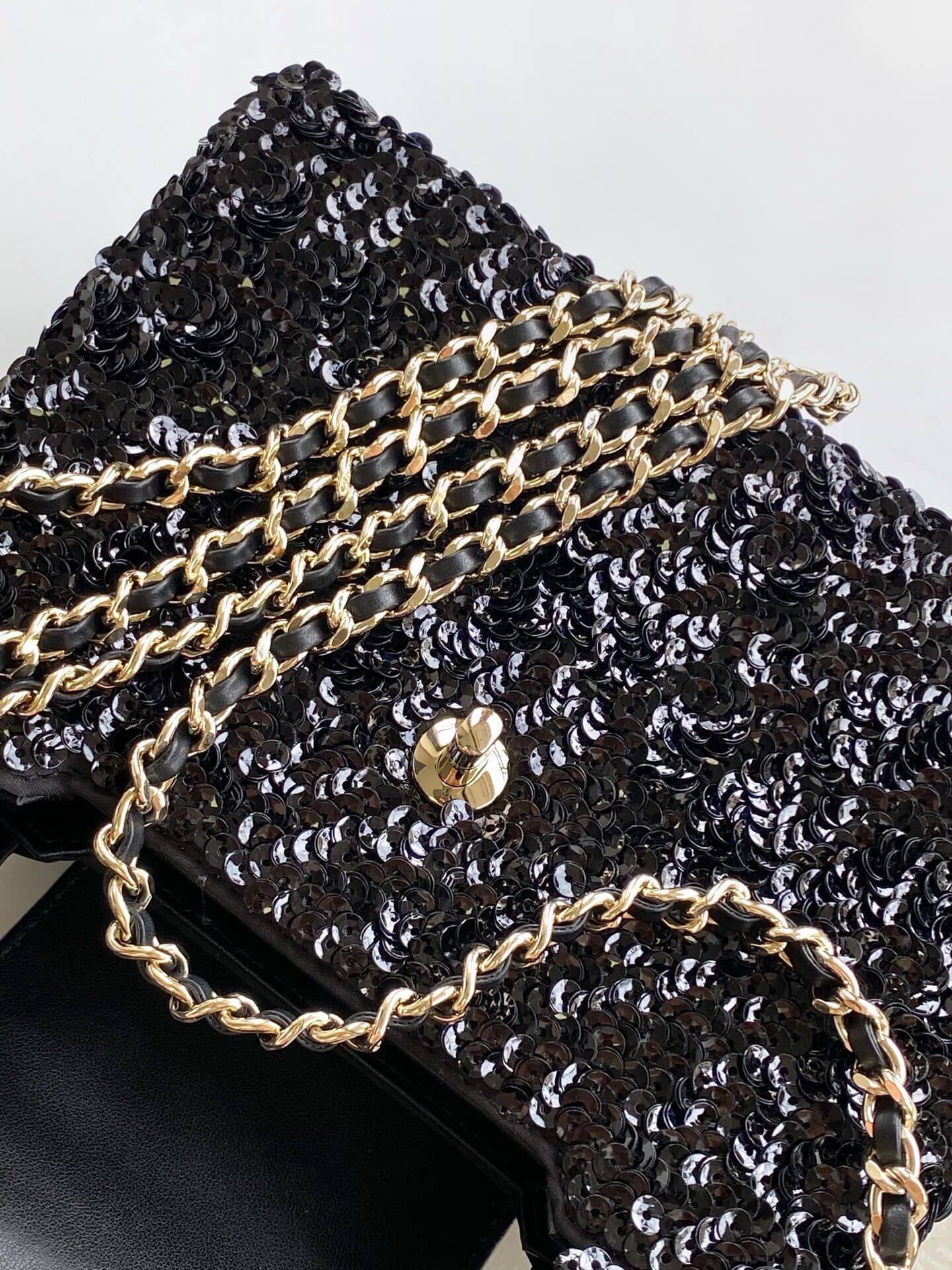 Chanel Kelly Mini Flap Top Handle With Chain uilted and shimmering sequins Shoulder Crossbody Handbag - Image 15