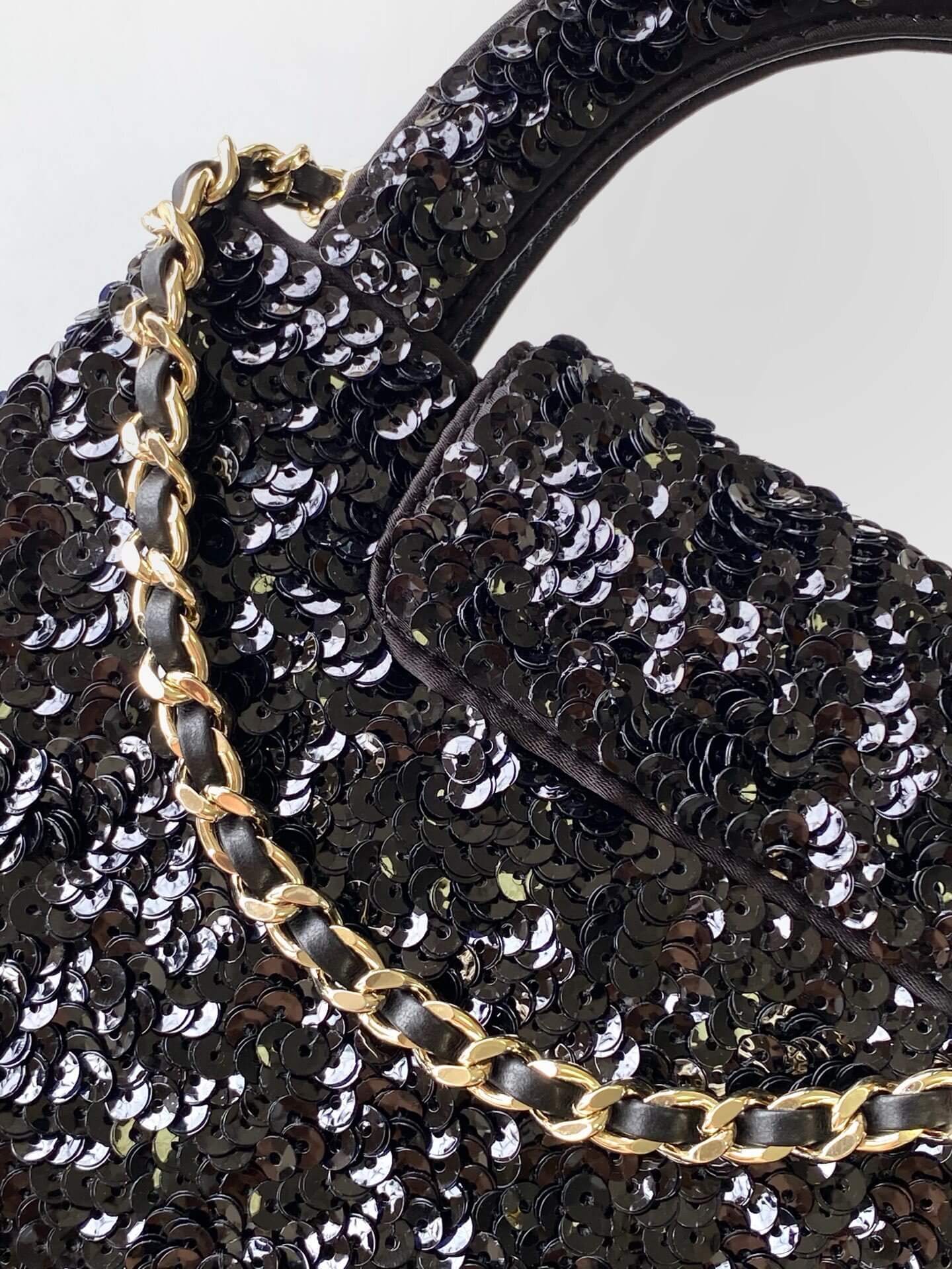 Chanel Kelly Mini Flap Top Handle With Chain uilted and shimmering sequins Shoulder Crossbody Handbag - Image 16