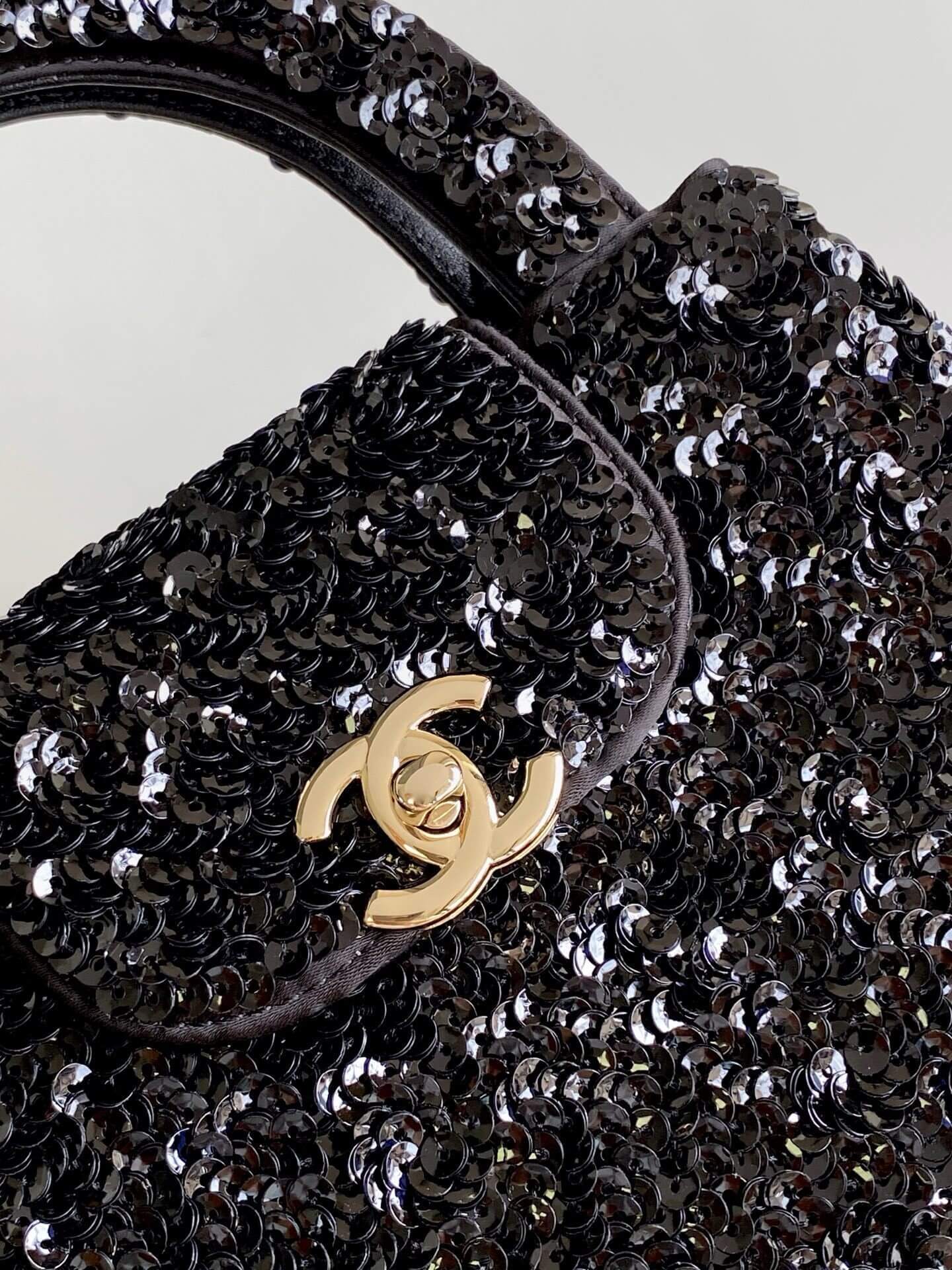 Chanel Kelly Mini Flap Top Handle With Chain uilted and shimmering sequins Shoulder Crossbody Handbag - Image 14