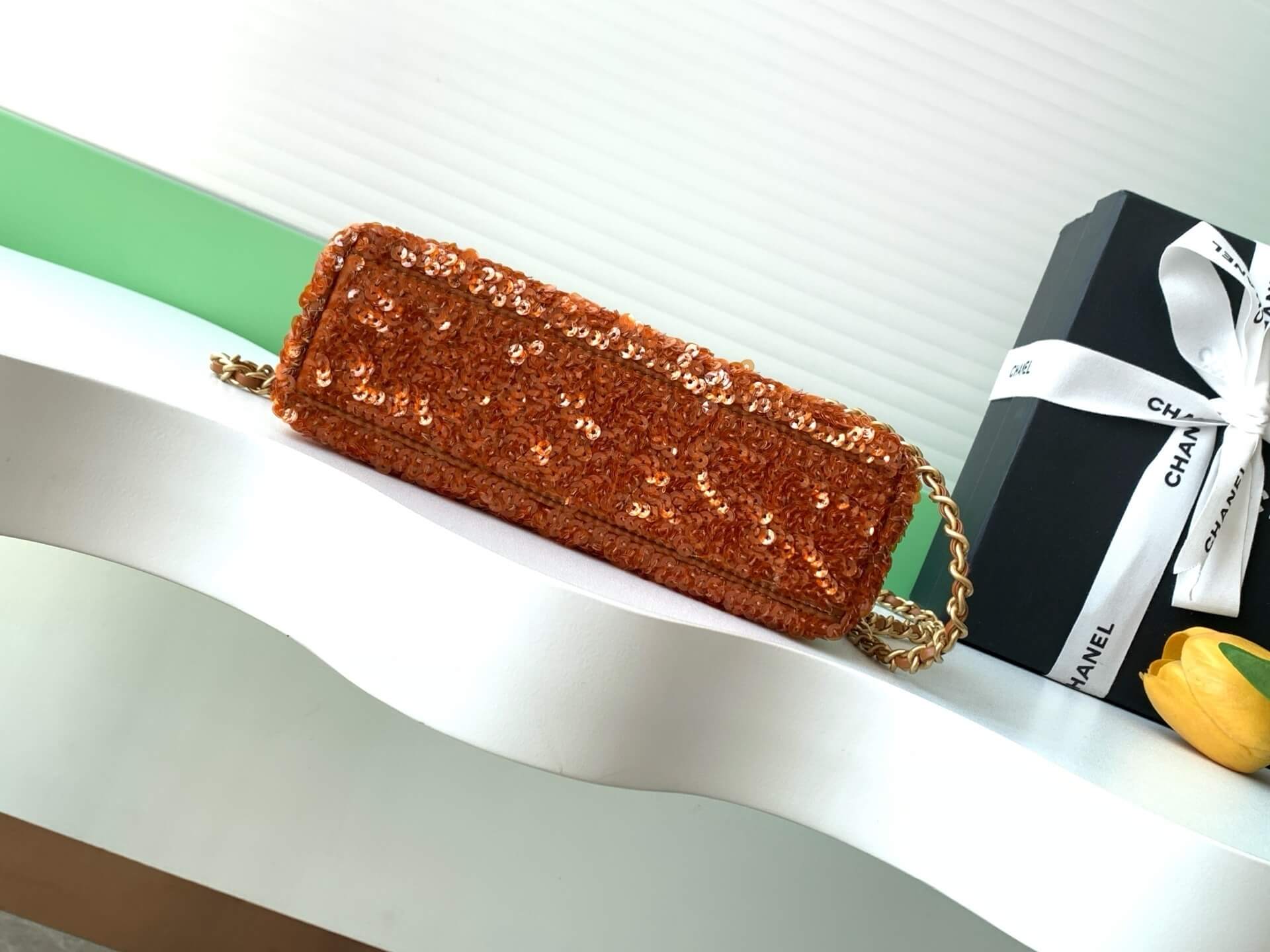 Chanel Kelly Mini Flap Top Handle With Chain uilted and shimmering sequins Shoulder Crossbody Handbag - Image 36