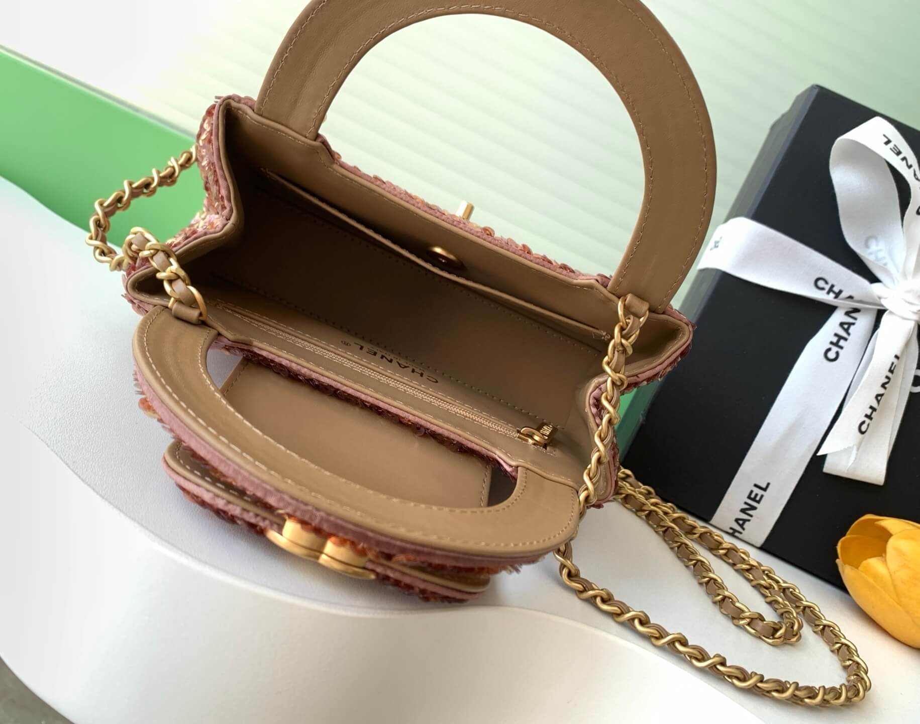 Chanel Kelly Mini Flap Top Handle With Chain uilted and shimmering sequins Shoulder Crossbody Handbag - Image 21