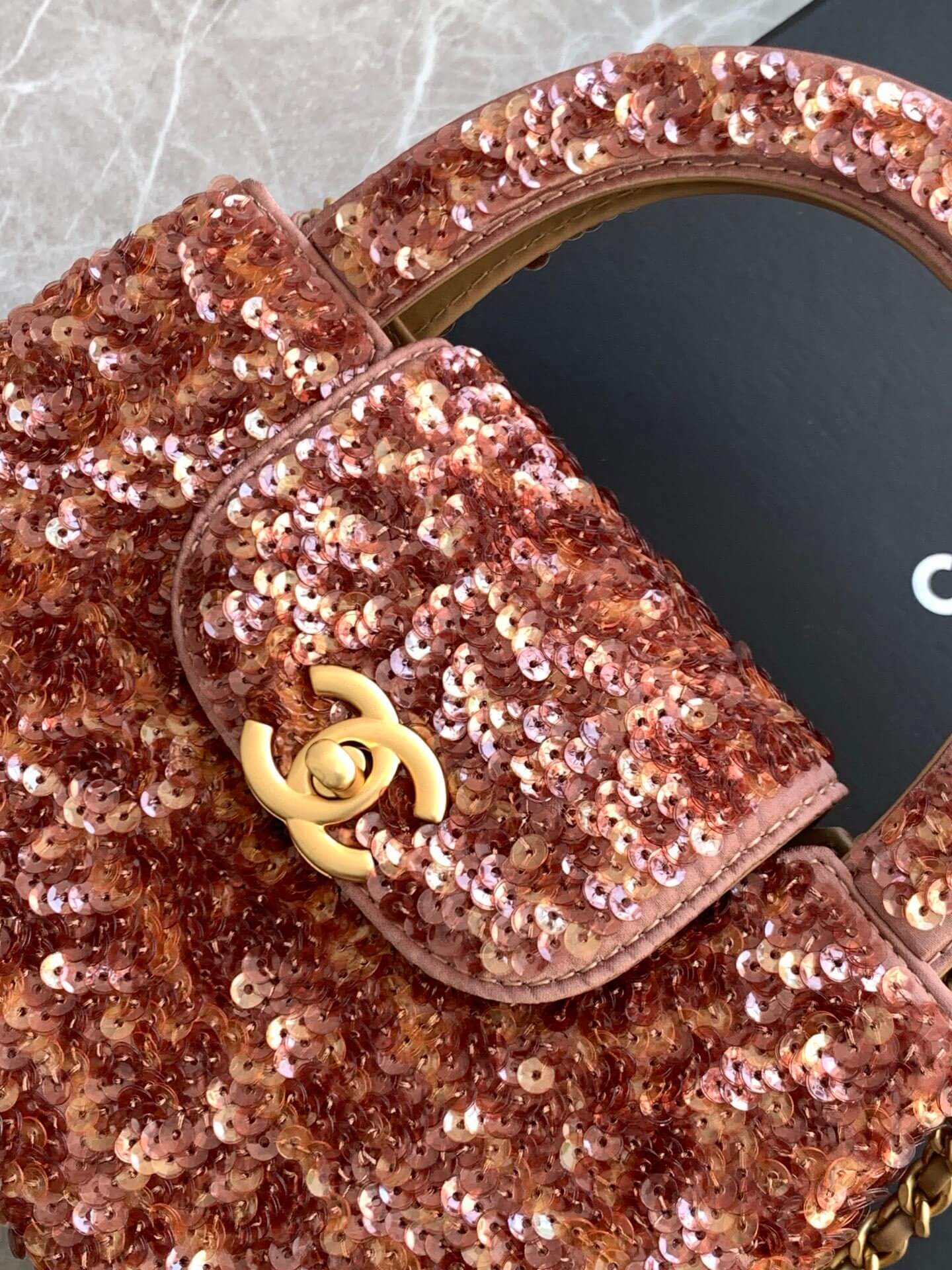 Chanel Kelly Mini Flap Top Handle With Chain uilted and shimmering sequins Shoulder Crossbody Handbag - Image 24