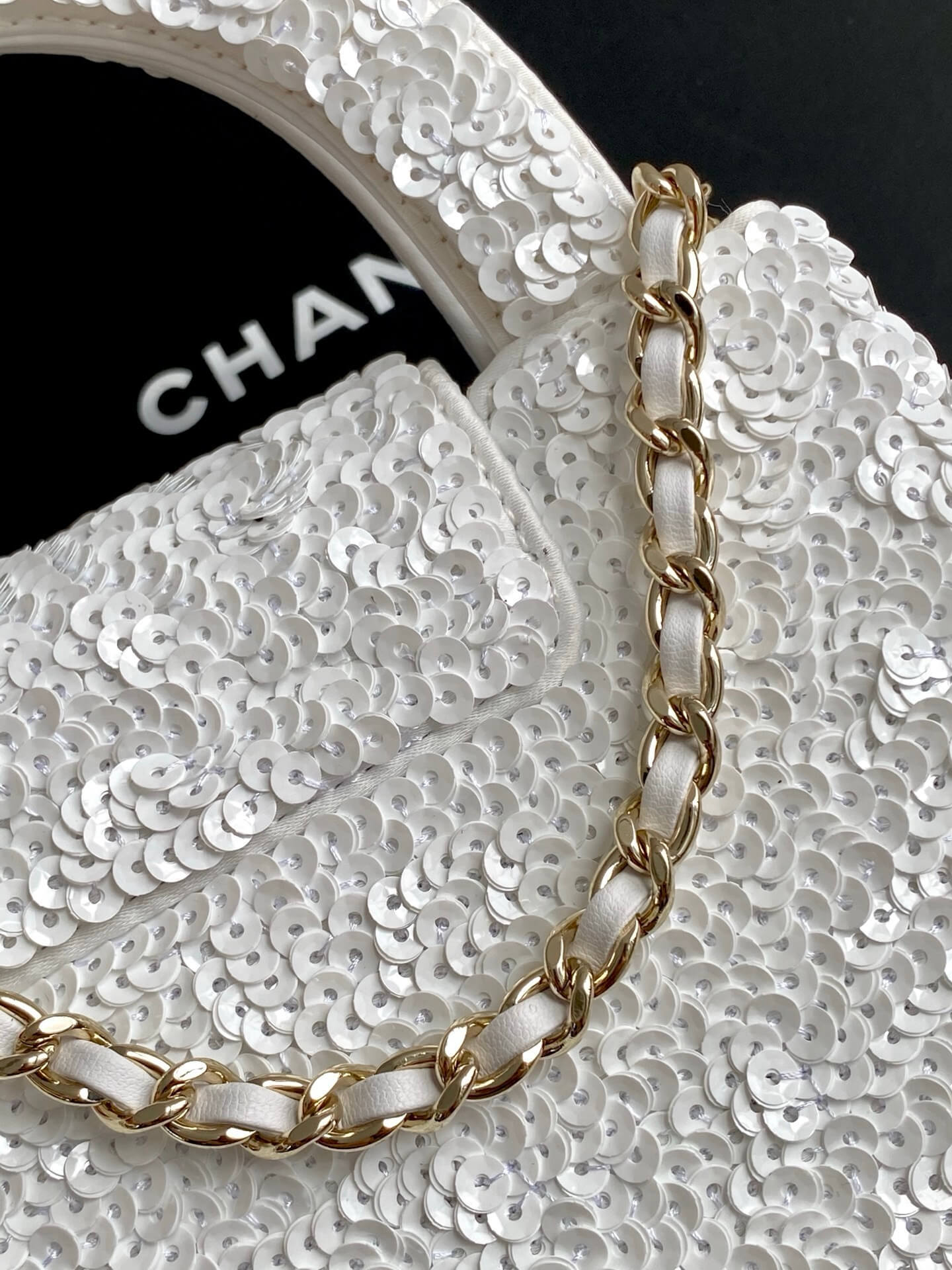 Chanel Kelly Mini Flap Top Handle With Chain uilted and shimmering sequins Shoulder Crossbody Handbag - Image 6
