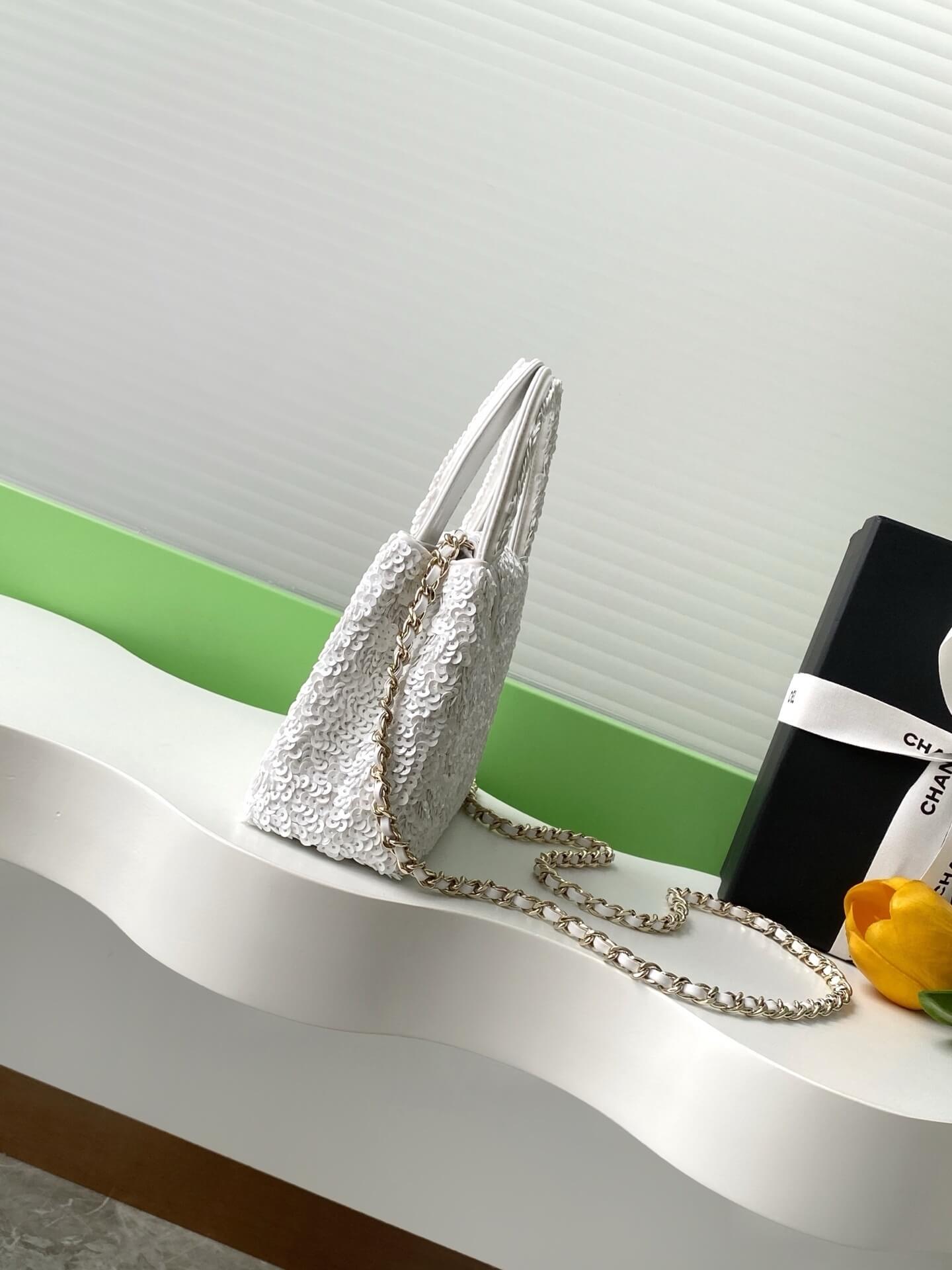 Chanel Kelly Mini Flap Top Handle With Chain uilted and shimmering sequins Shoulder Crossbody Handbag - Image 8