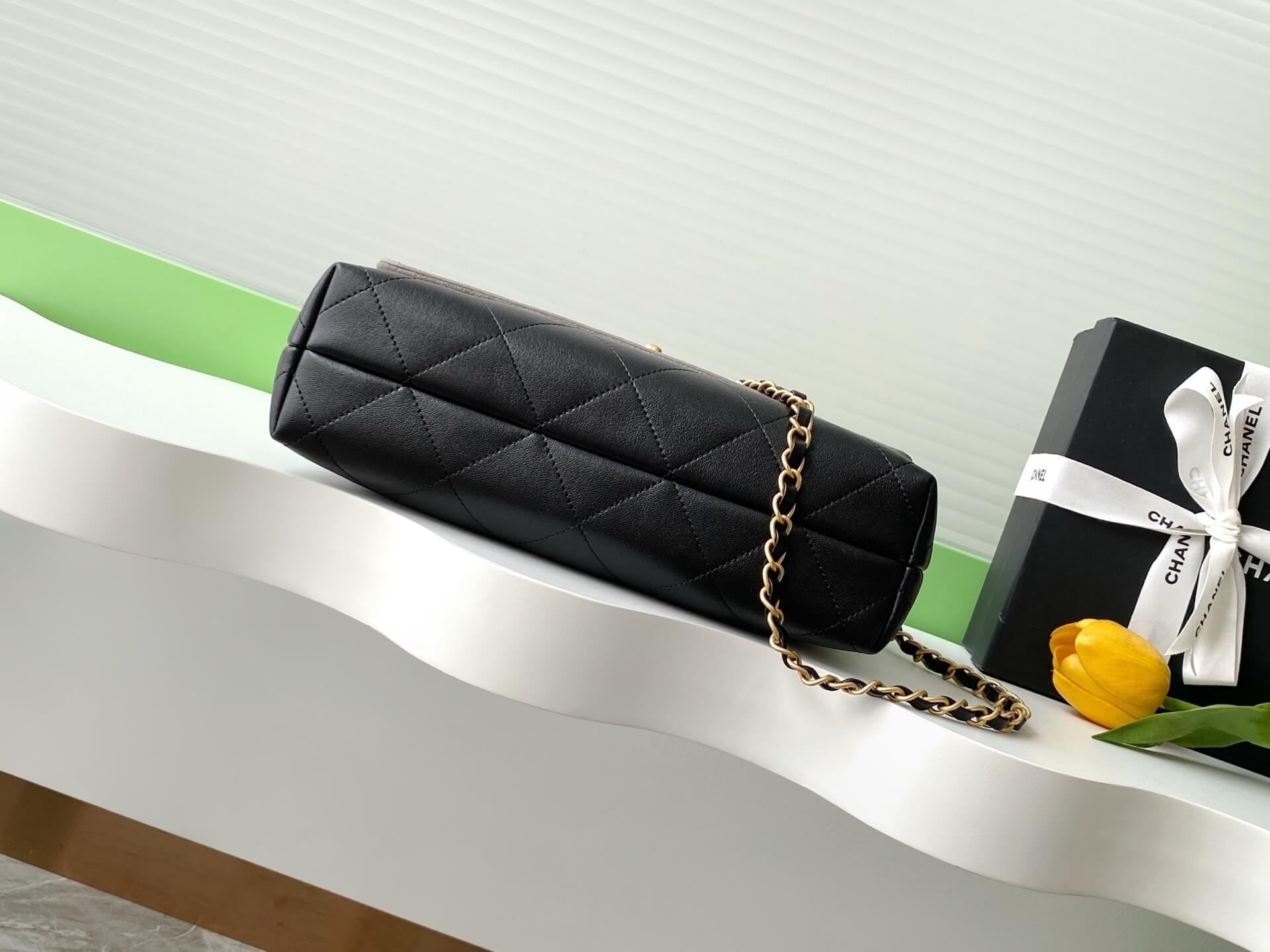 Chanel 22 Washed denim Chanel Large Flap Bag With Top Handle Suede Calfskin & Shiny Lambskin Leather Shoulder Crossbody HandbagBackpack Bag Blue (Copy) - Image 9