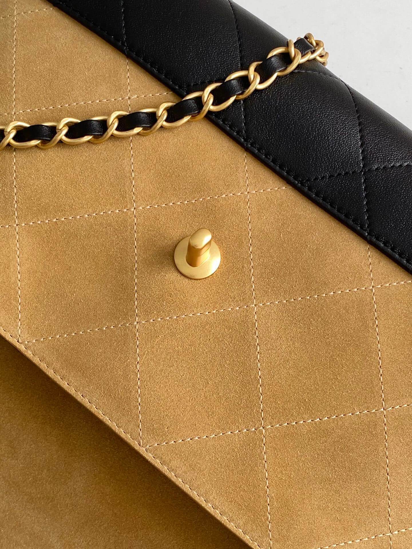 Chanel 22 Washed denim Chanel Large Flap Bag With Top Handle Suede Calfskin & Shiny Lambskin Leather Shoulder Crossbody HandbagBackpack Bag Blue (Copy) - Image 14